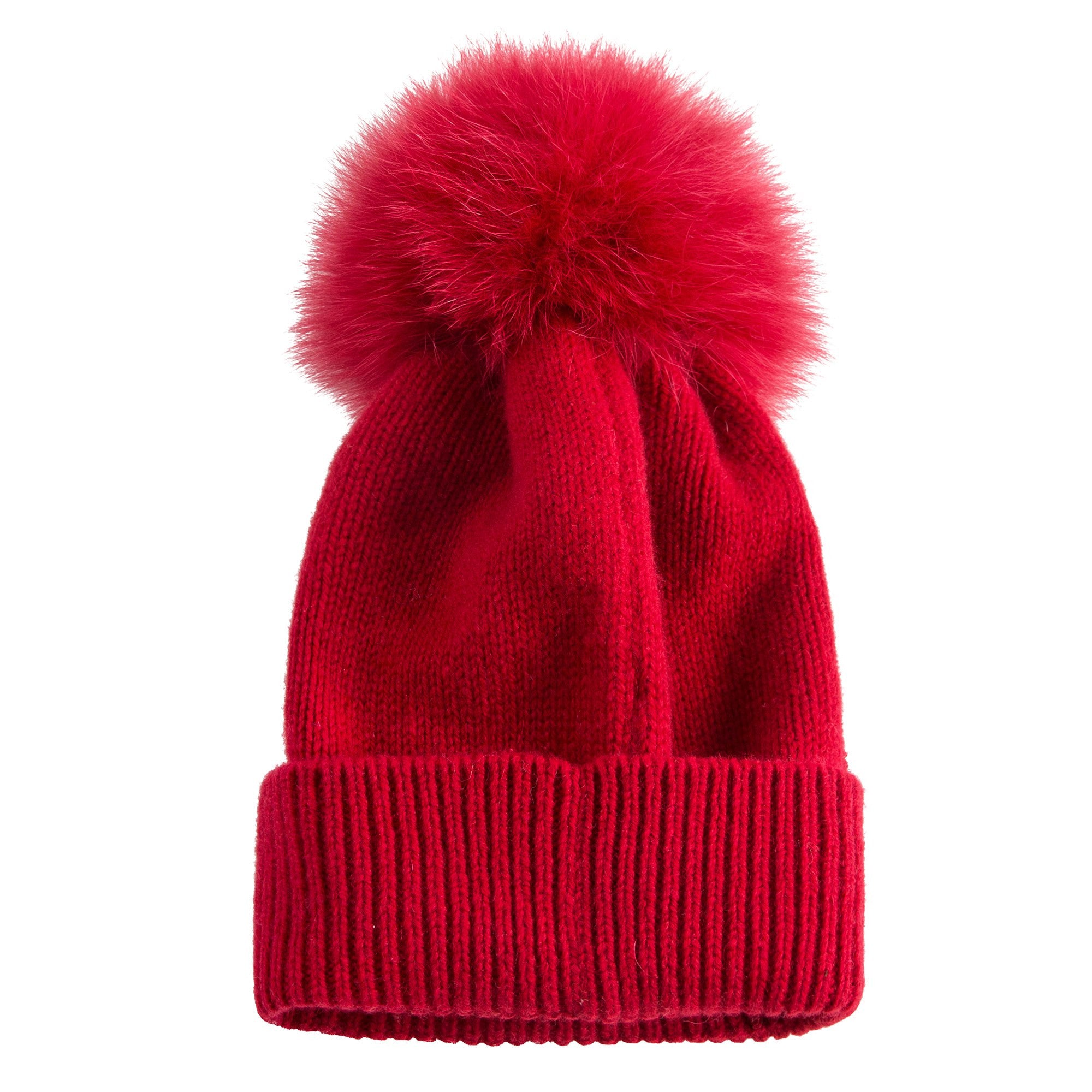 Girls Red Knitted Hat With Lace