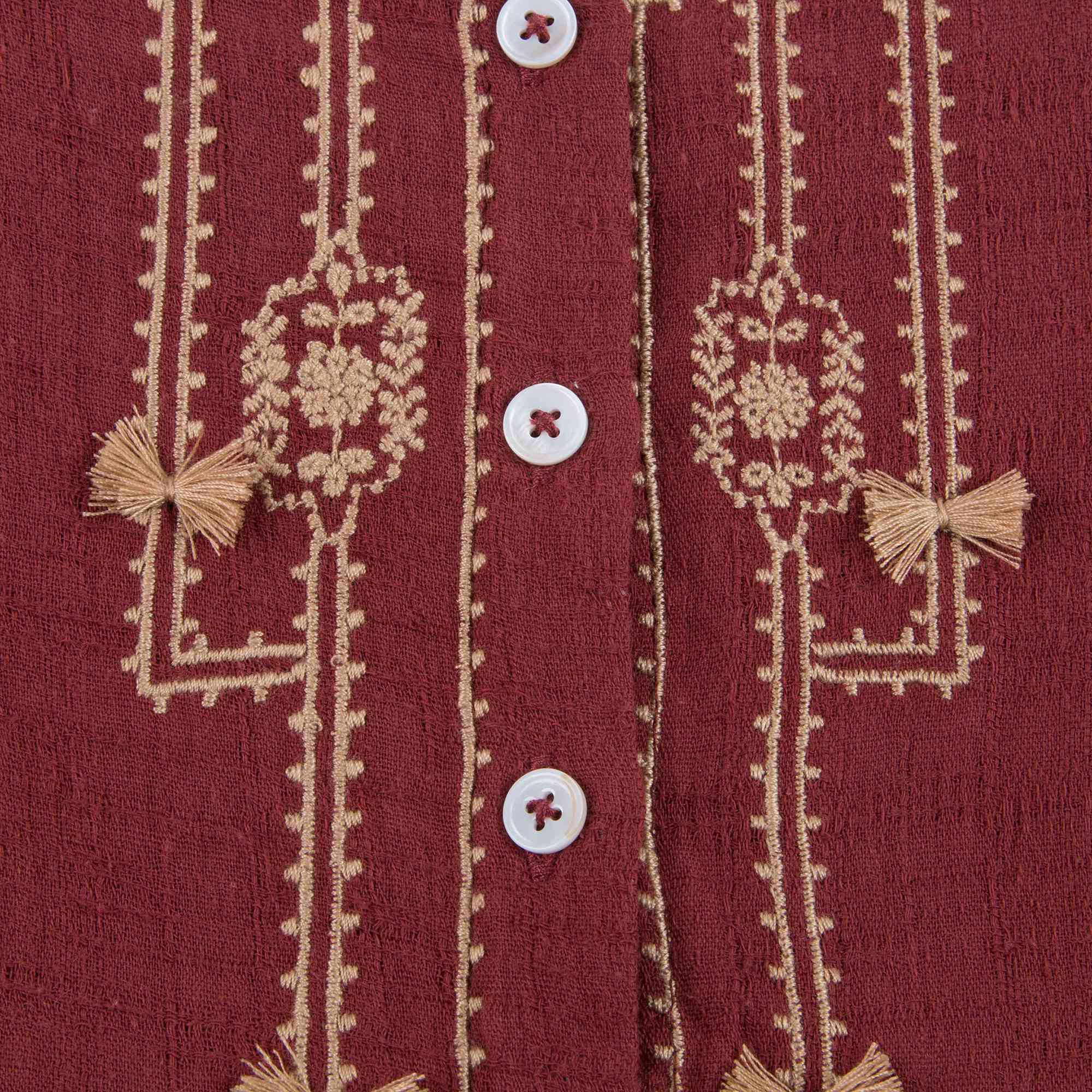 Girls Wine Red "Ourika" Cotton Dress