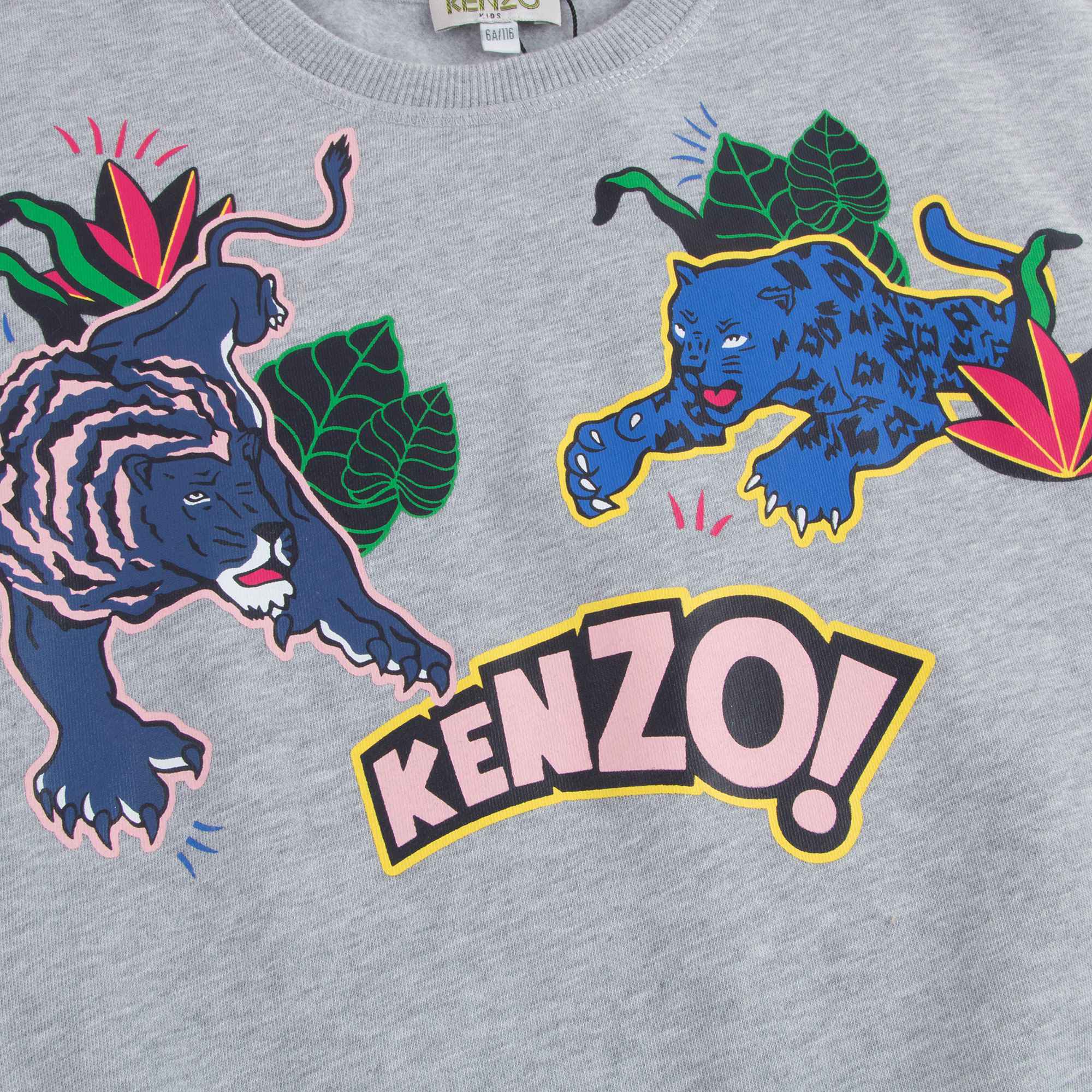 Girls Marl Grey Printed Cotton Sweatshirt