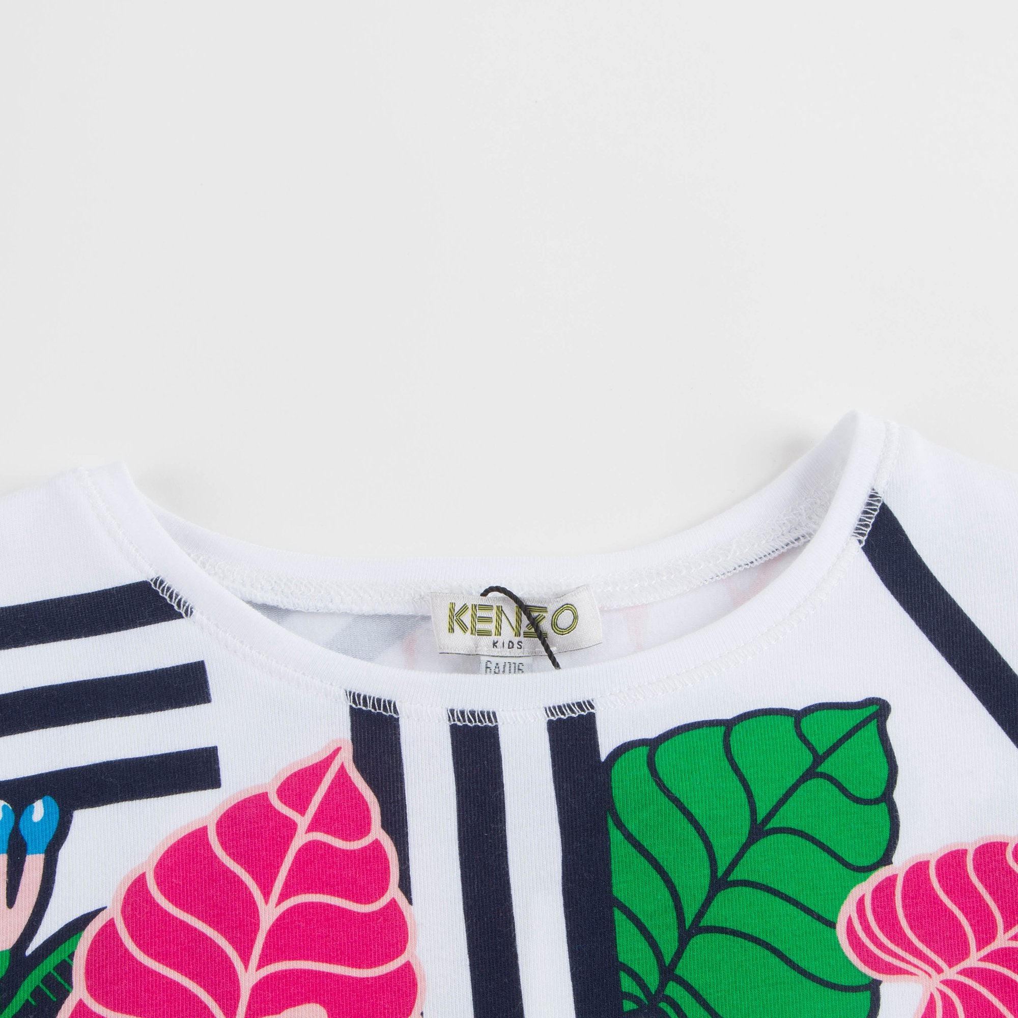 Girls White Printed Cotton T-shirt