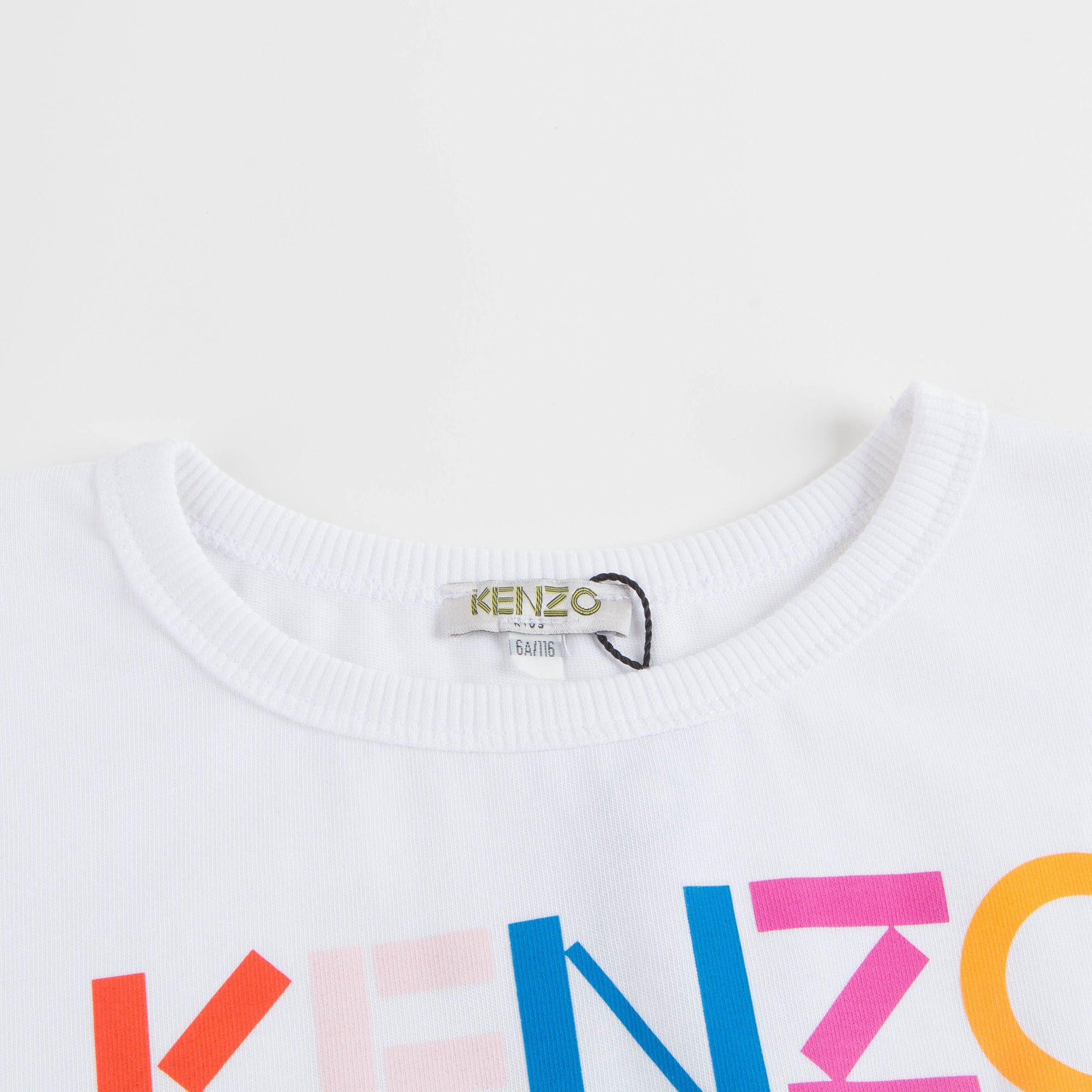 Girls Optical White Cotton T-shirt