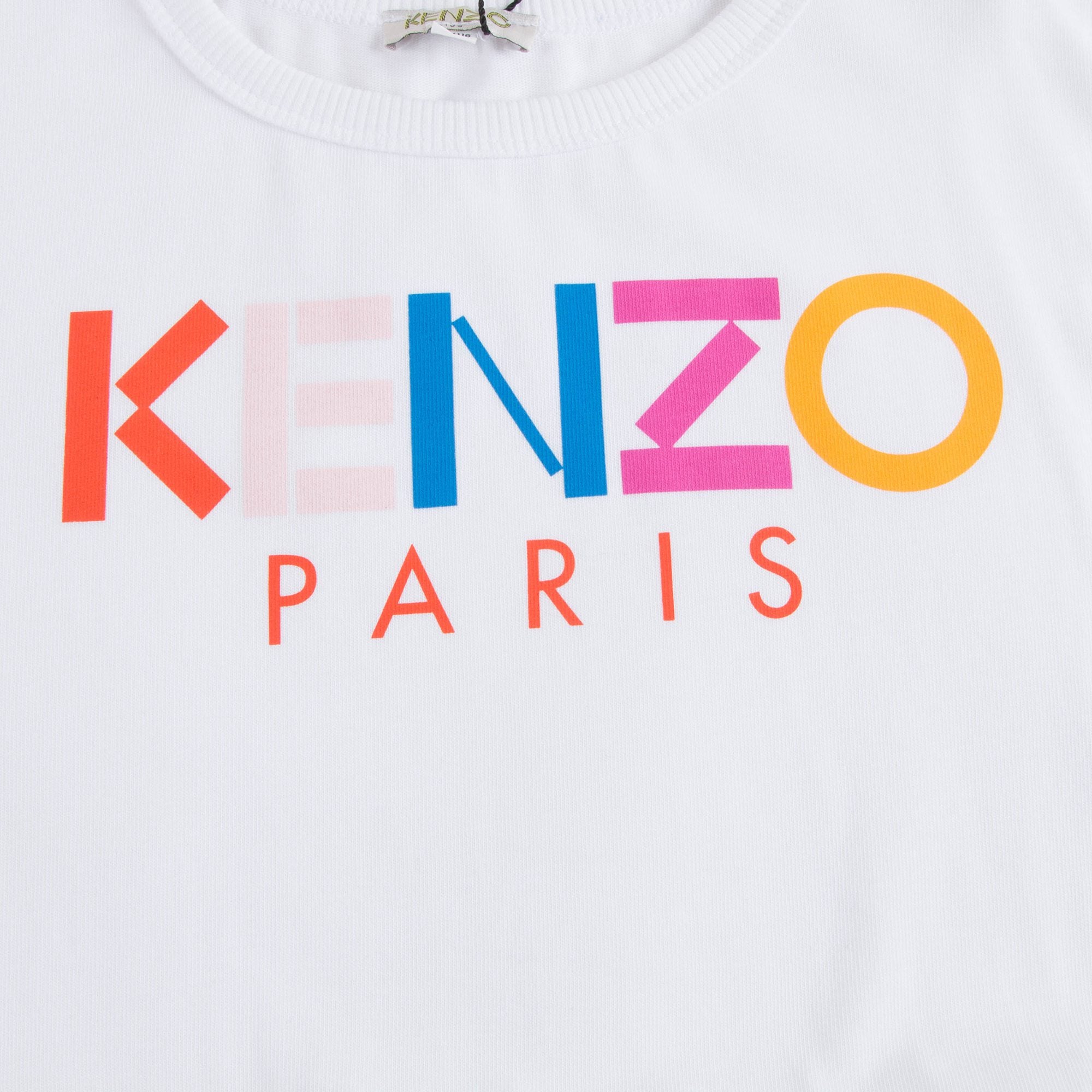 Girls Optical White Cotton T-shirt