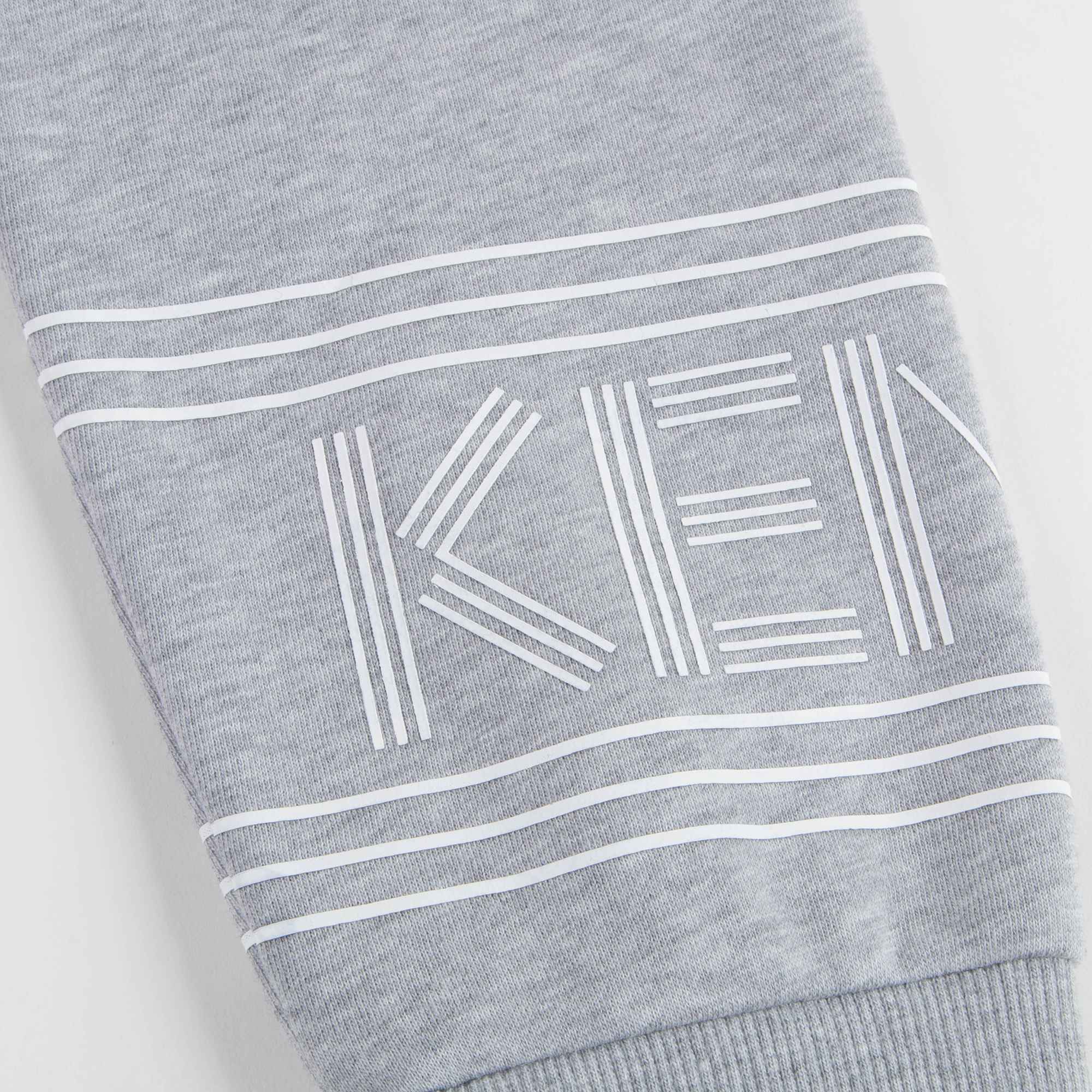 Girls Marl Grey Logo Cotton Trousers