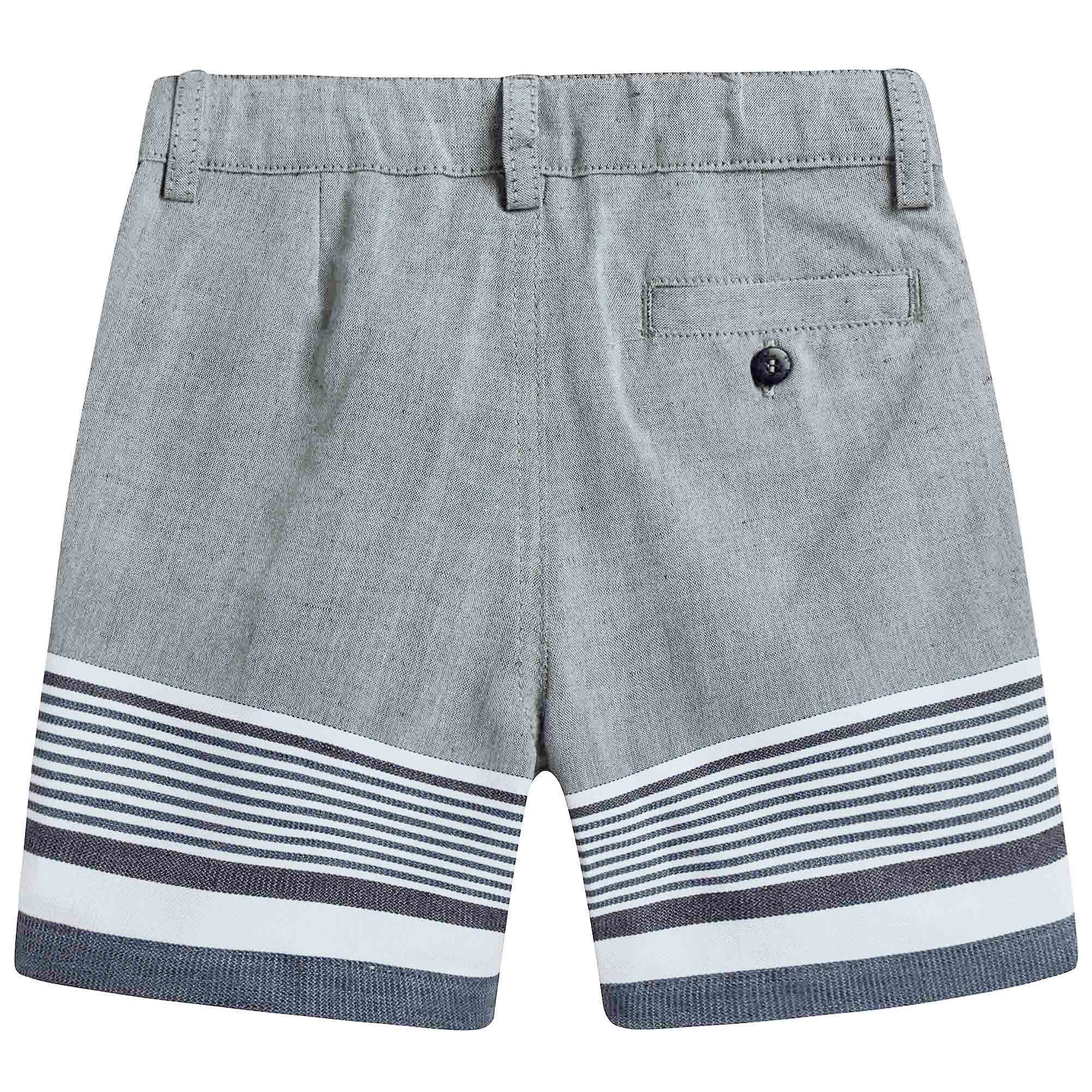 Boys Grey Shorts with Stripes At The Bottom