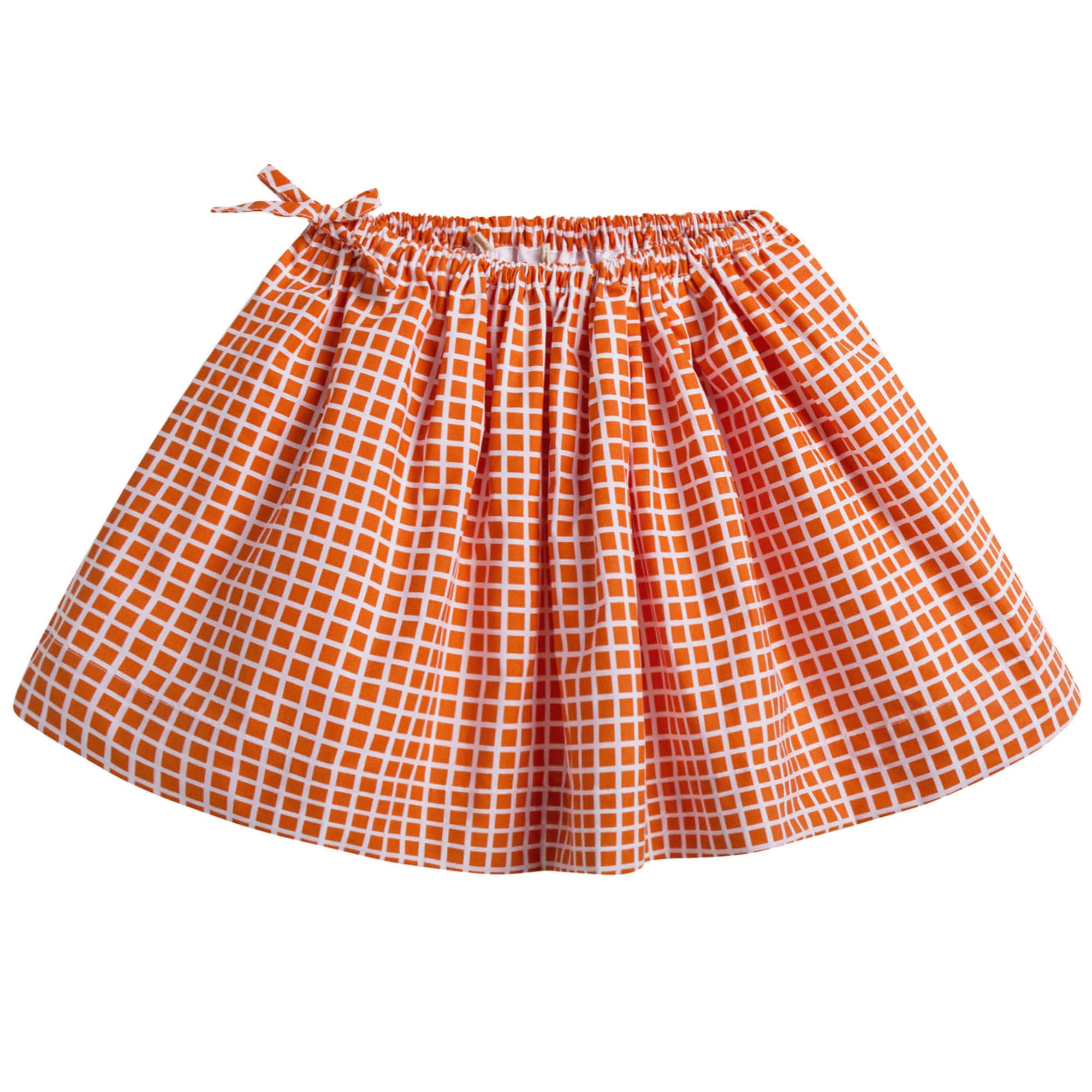 Girls Orange Checked Cotton Skirt