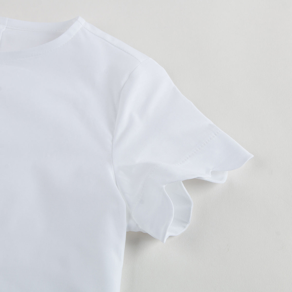 Girls White Cotton Lotus Leaf Trims Blouse - CÉMAROSE | Children's Fashion Store - 4