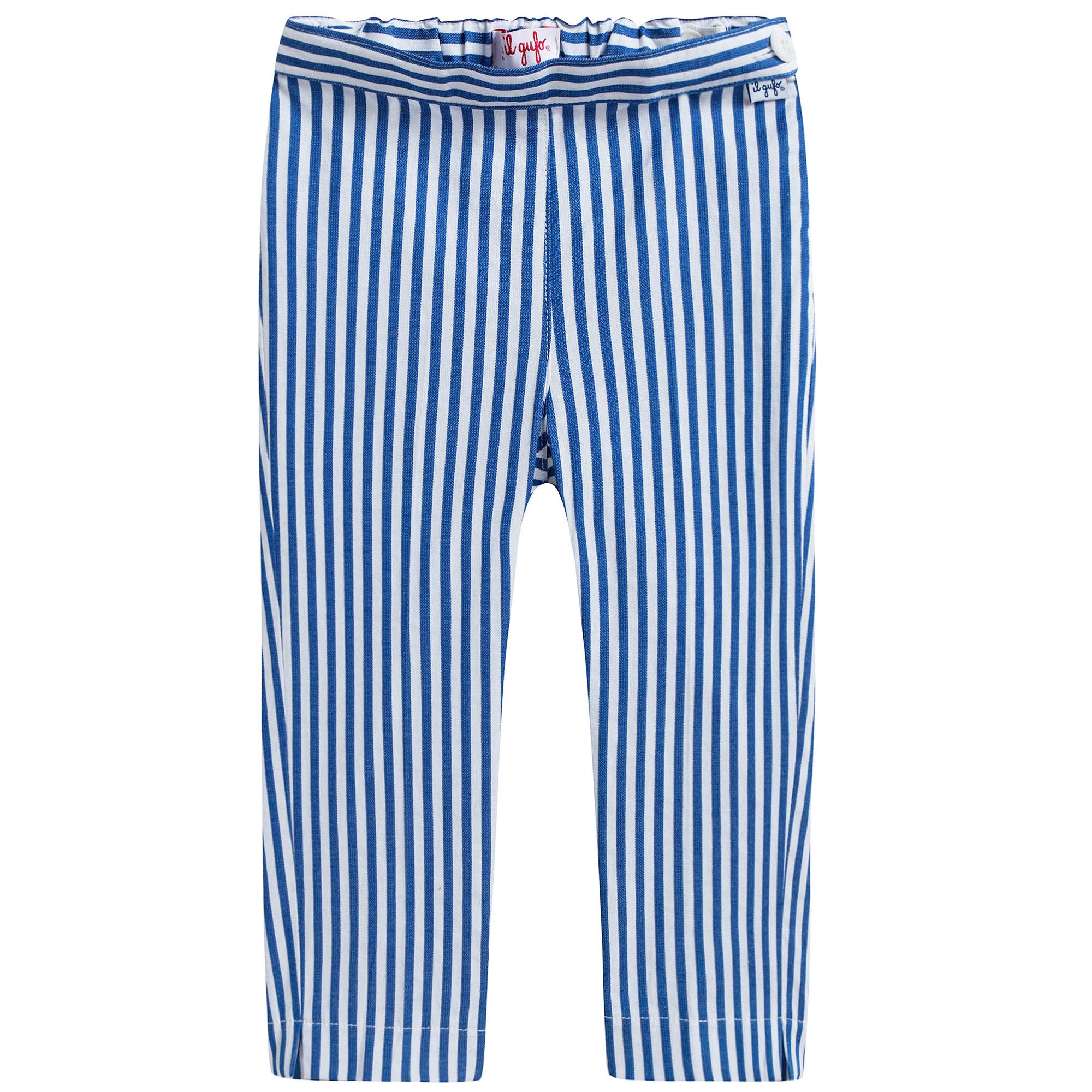 Girls Blue & White Striped Cotton Pants