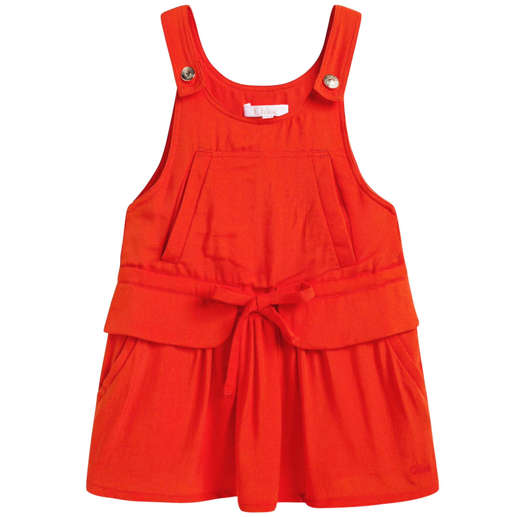 Girls Red Viscose Pinafore Dress