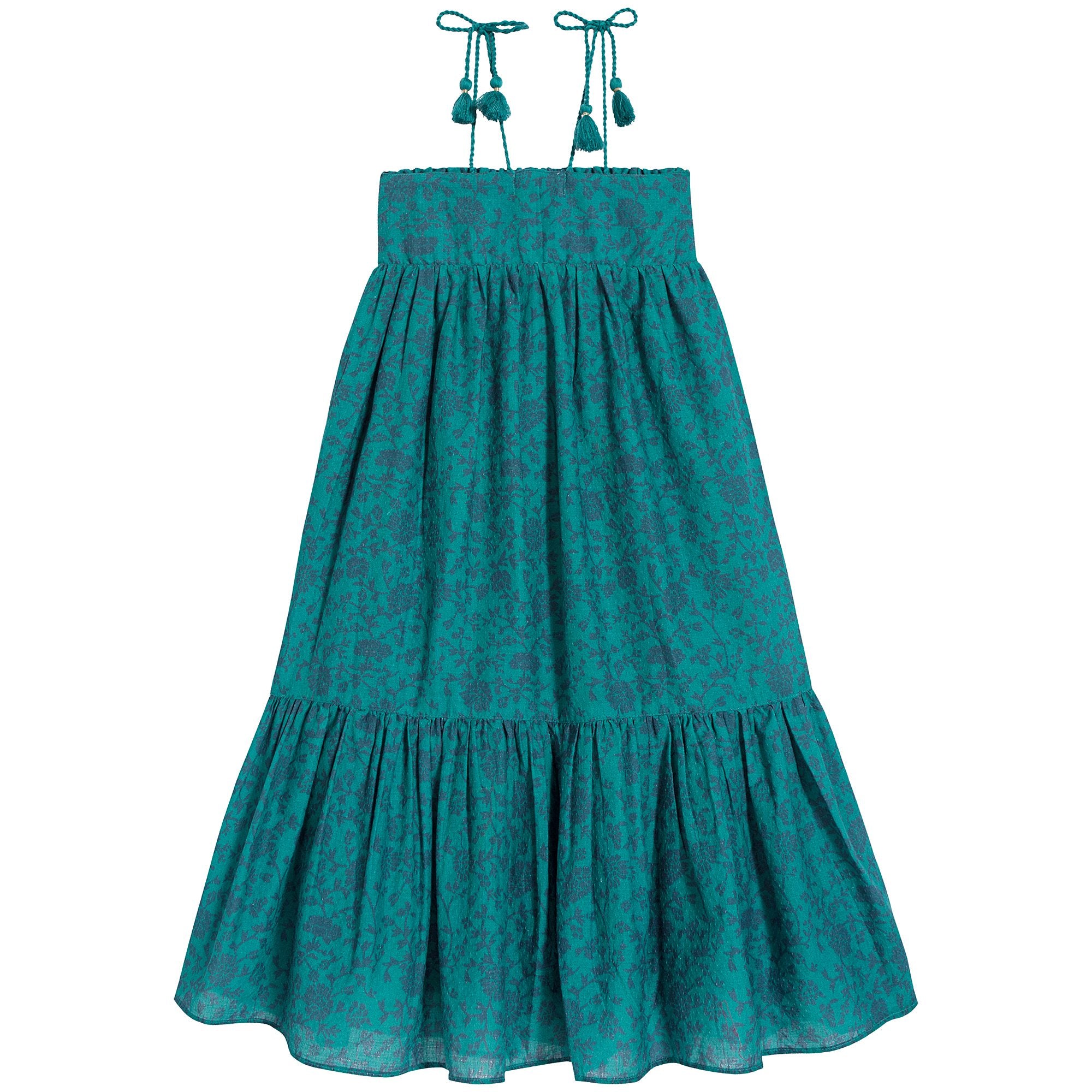 Girls Green Printing Cotton Dress
