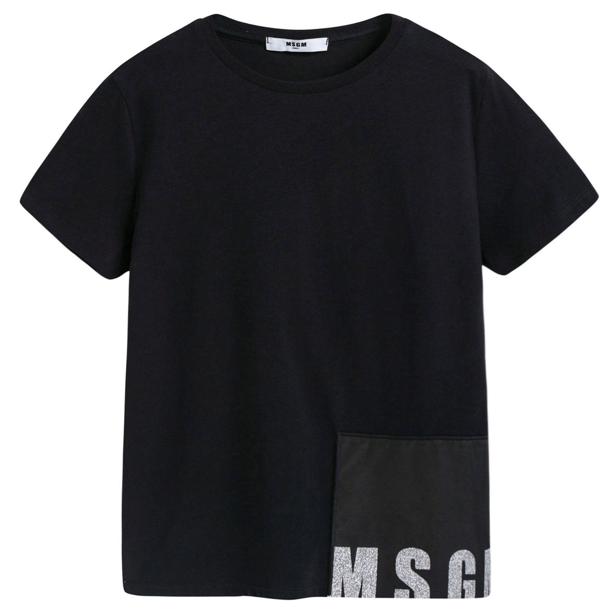 Girls Black Cotton Jersey T-shirt With Cortex Trim