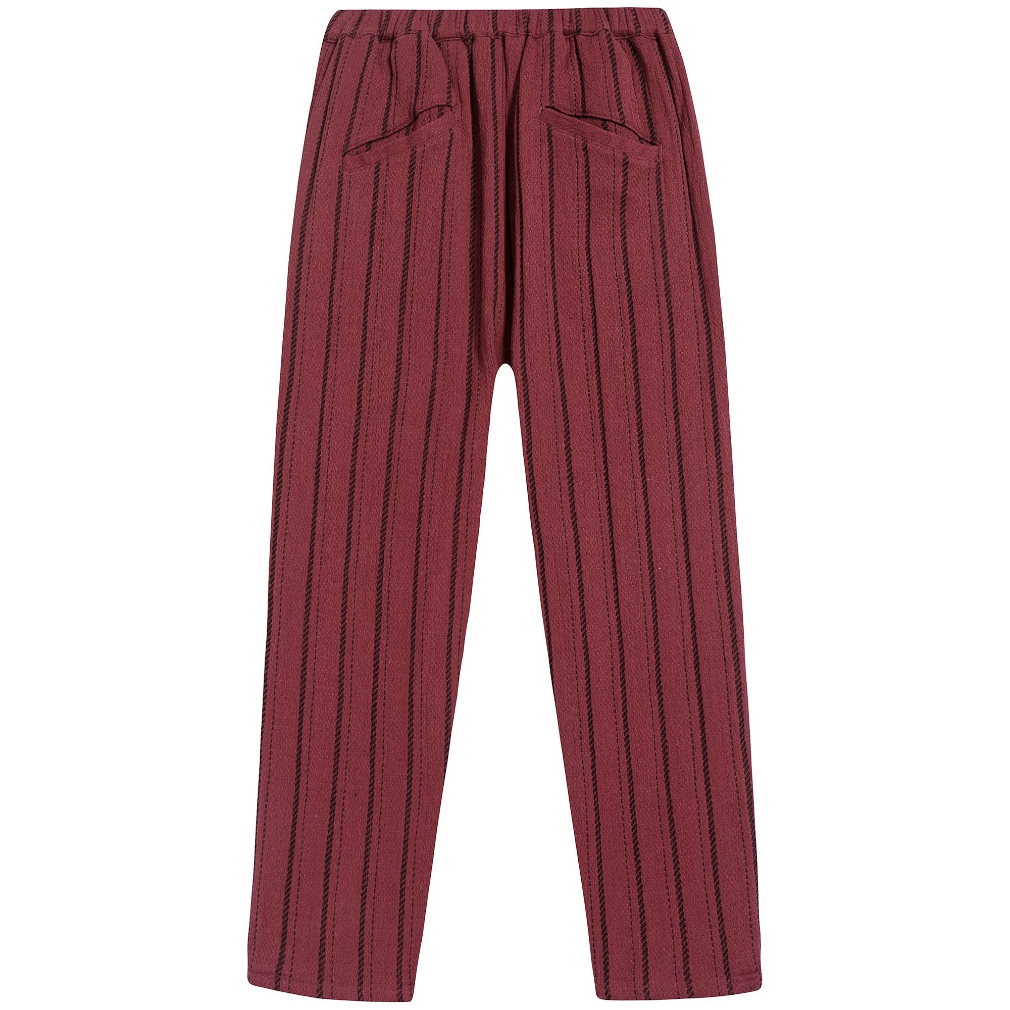 Girls Brick Red Stripe Cotton Trousers