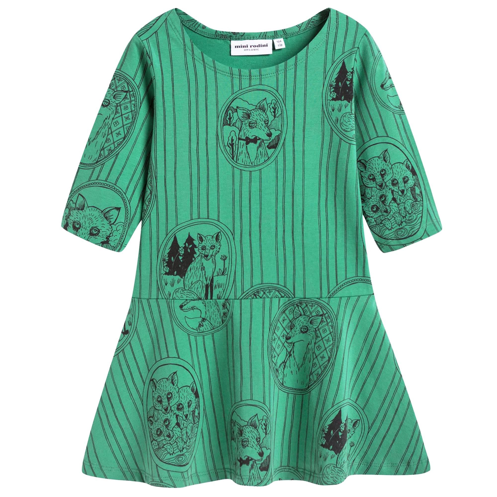 Girls Green Fox Family Dress