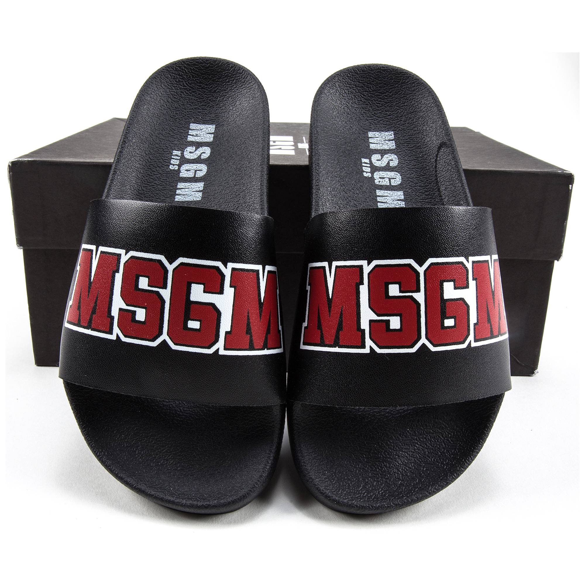Girls & Boys Black Logo Slipper