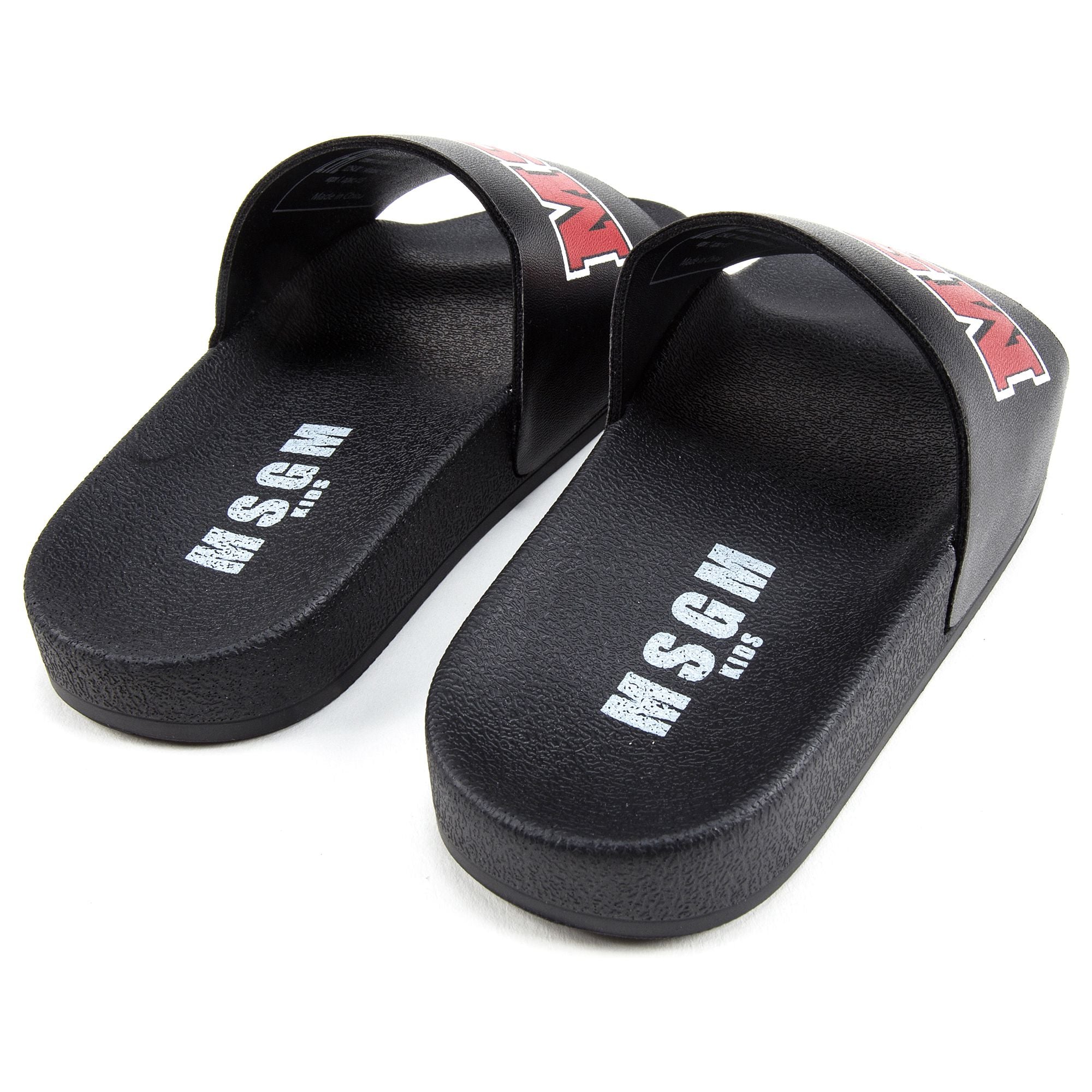 Girls & Boys Black Logo Slipper