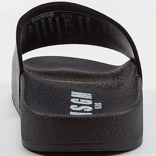 Girls & Boys Black Logo Slipper