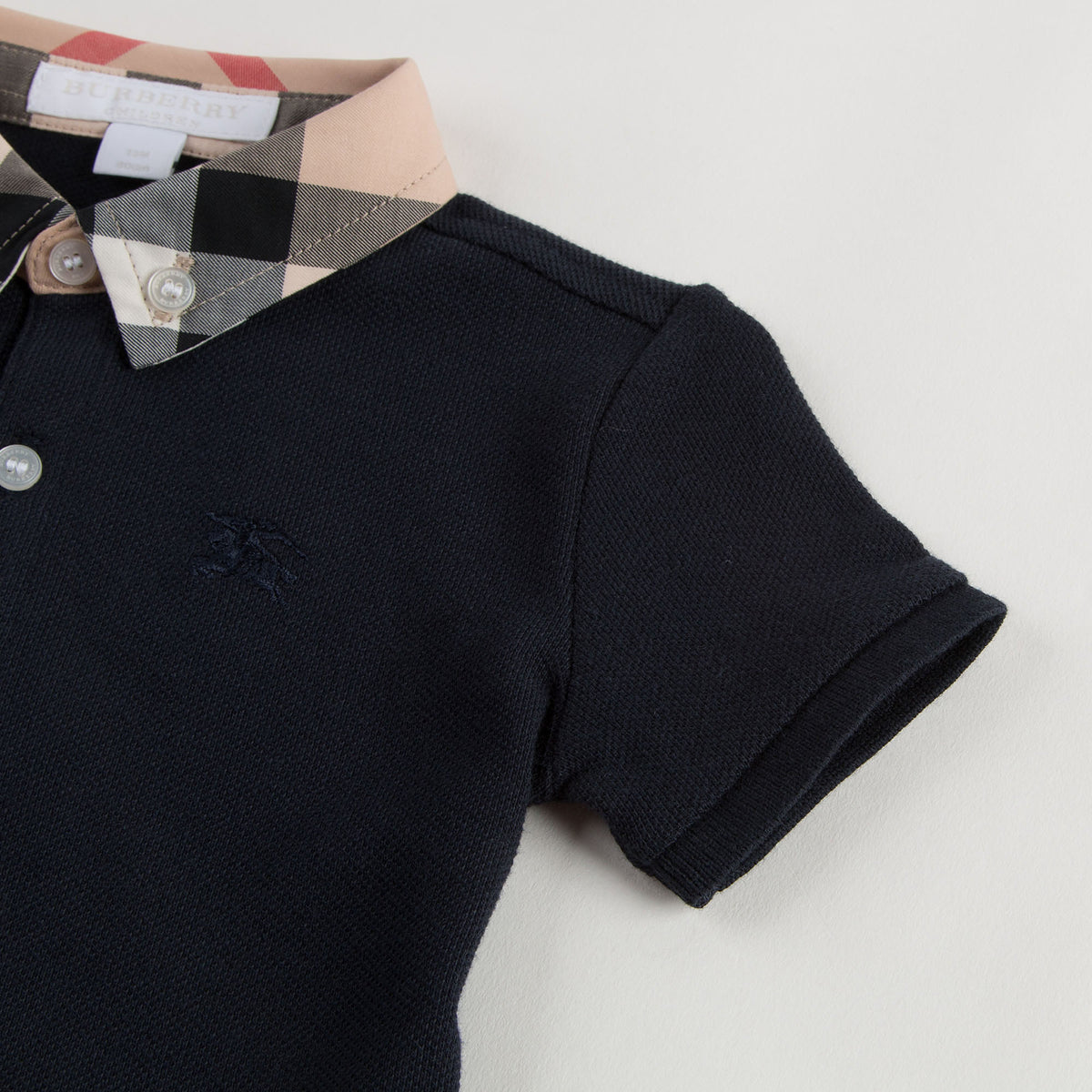 Baby Boys Navy Blue Polo Shirt With Check Collar - CÉMAROSE | Children's Fashion Store - 4