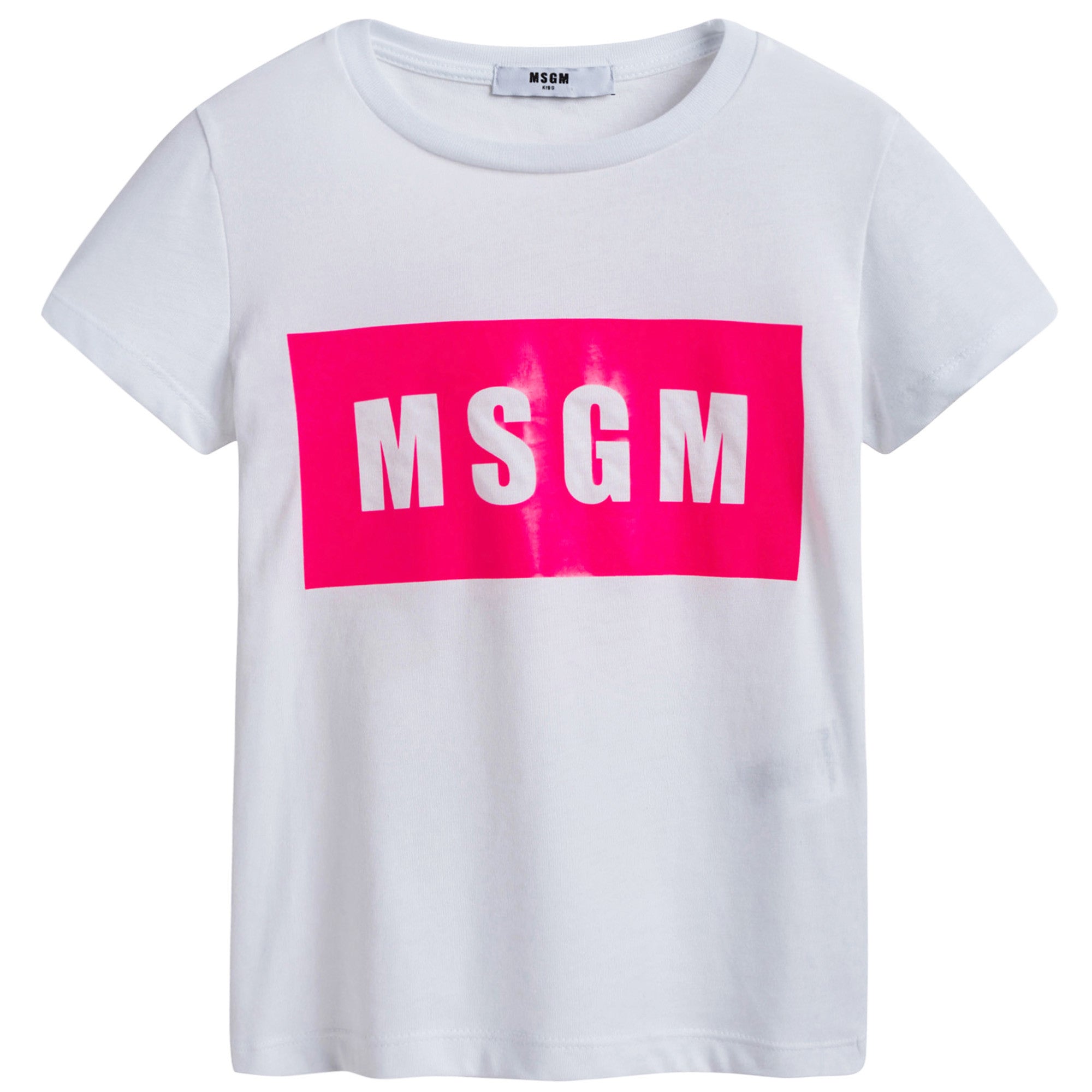 Girls White Cotton Logo T-shirt