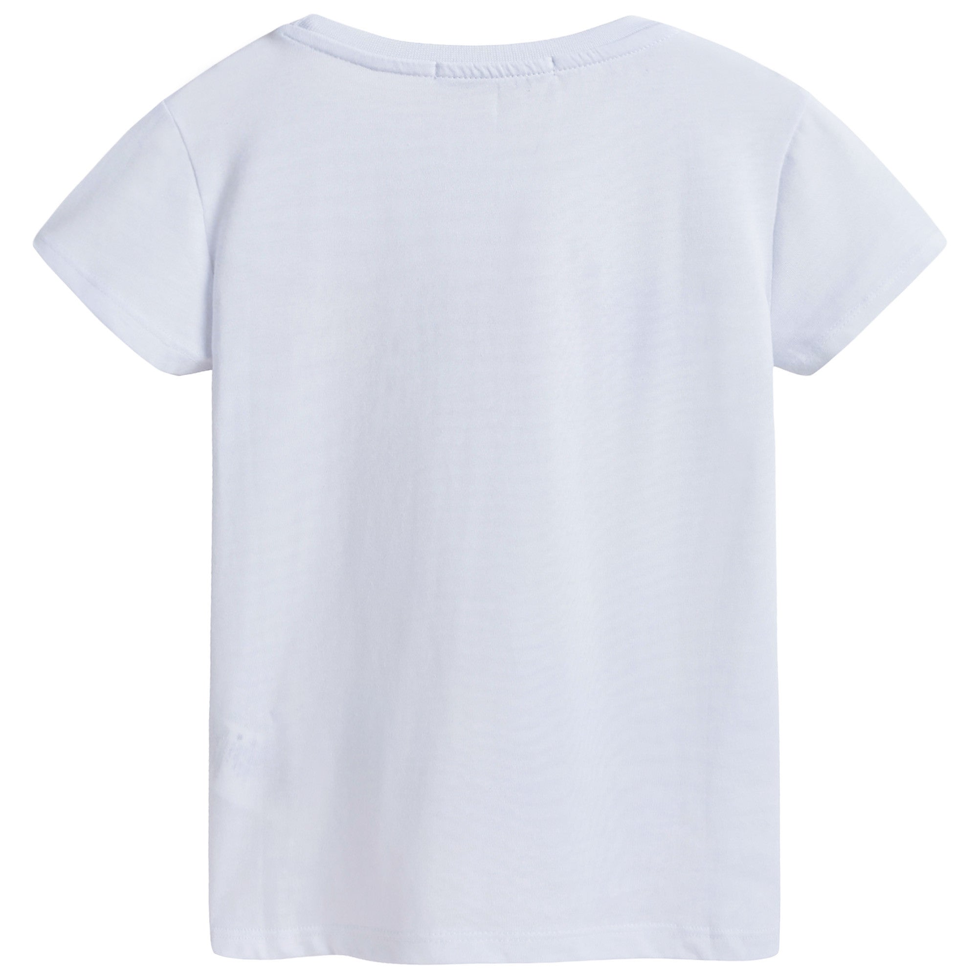 Girls White Cotton T-shirt With Multicolor Logo