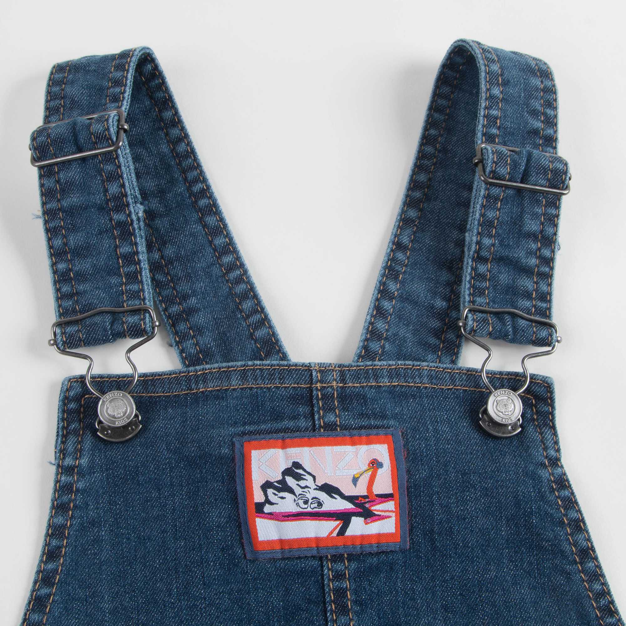 Girls Denim Blue Cotton Strap Dress