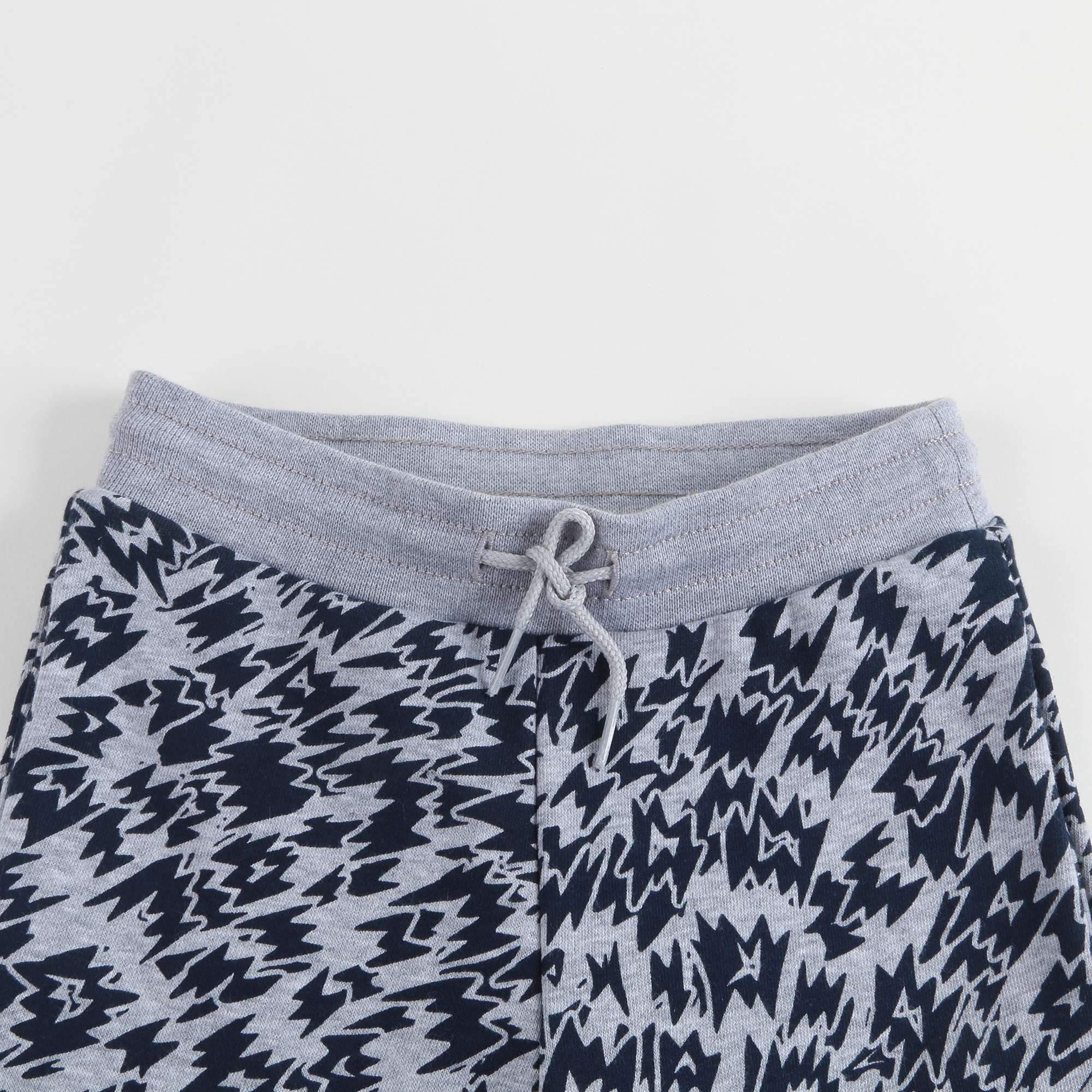 Girls Marl Grey Printed Cotton Trousers