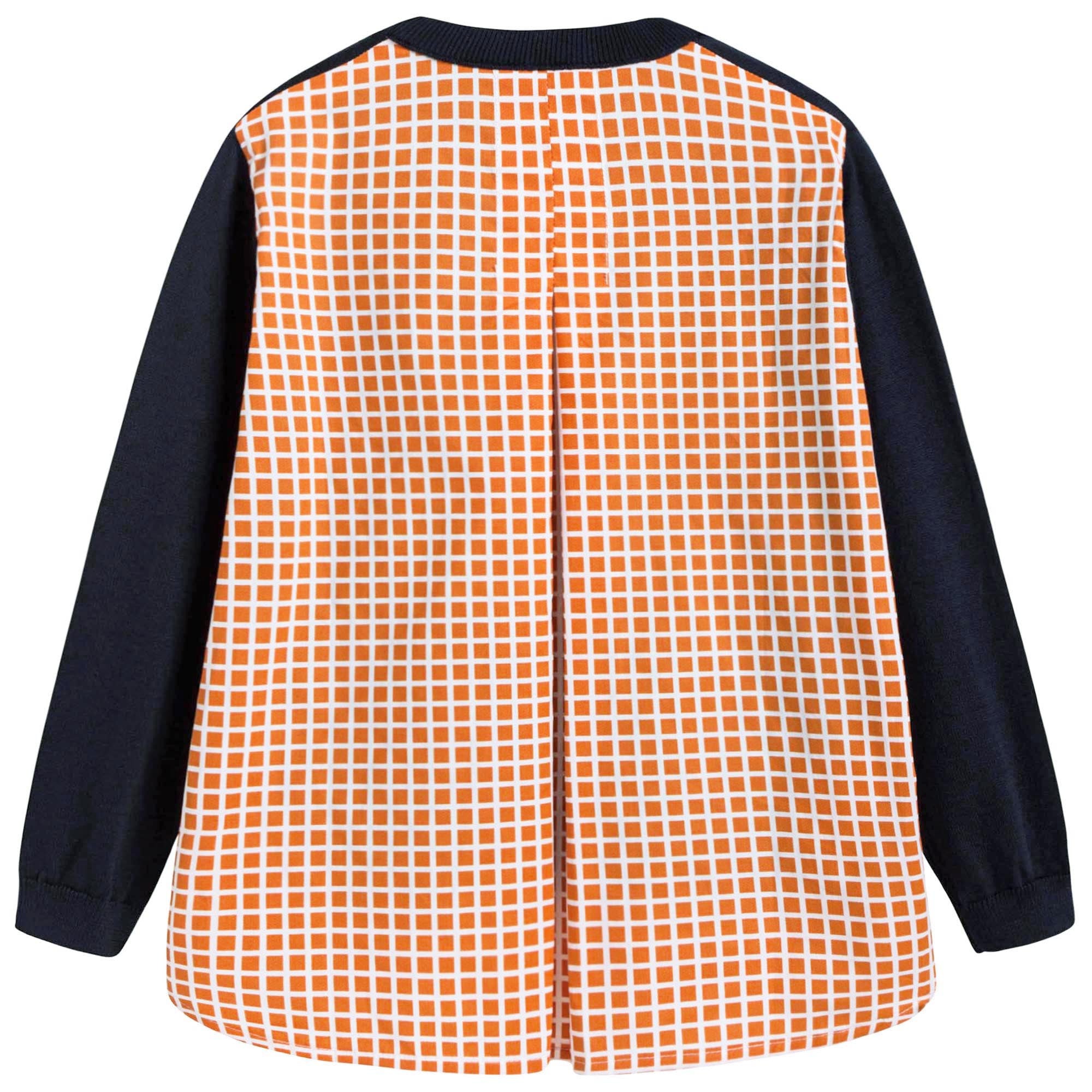 Girls Navy Blue & Red Check Sweater