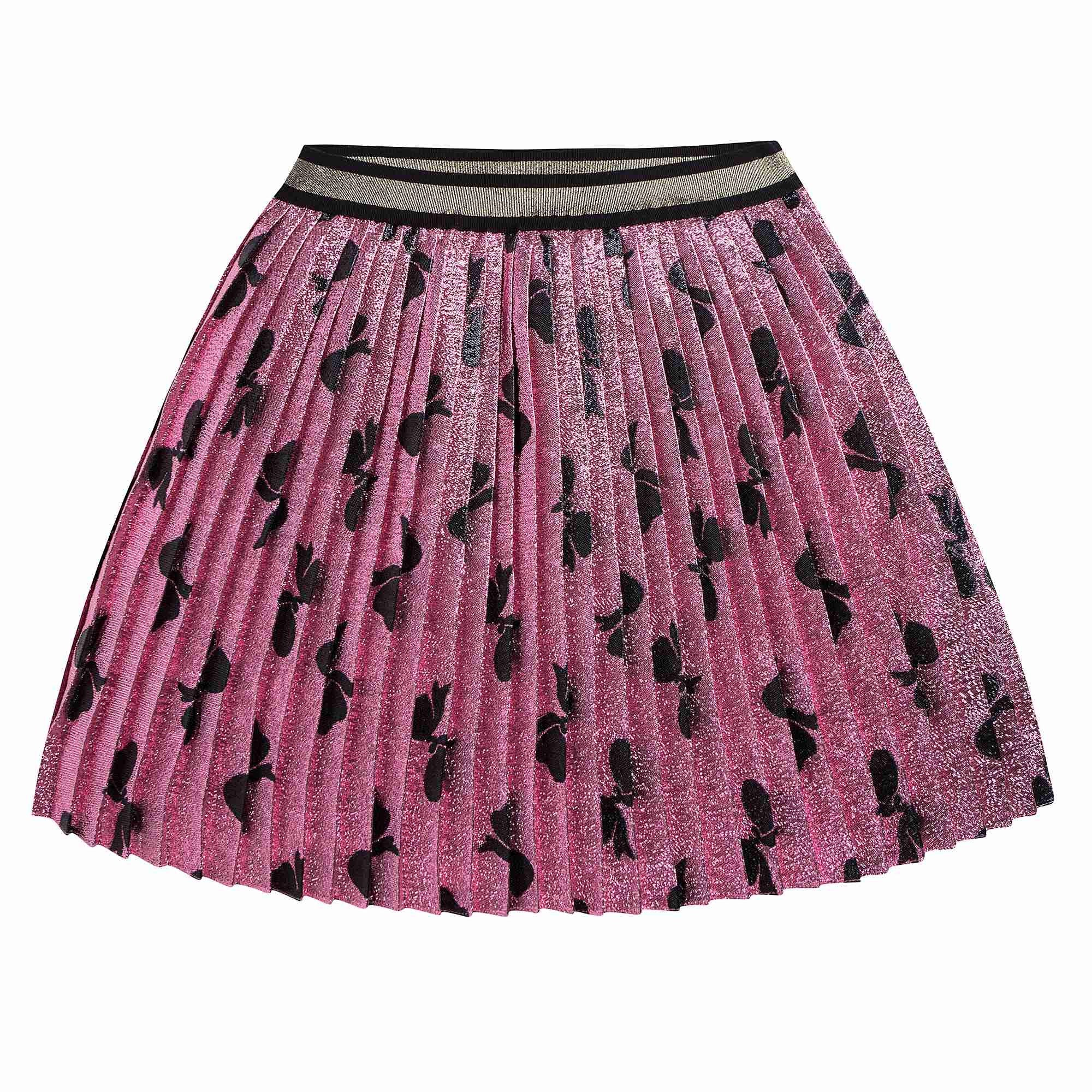Girls Pink Silk Lurex Skirt