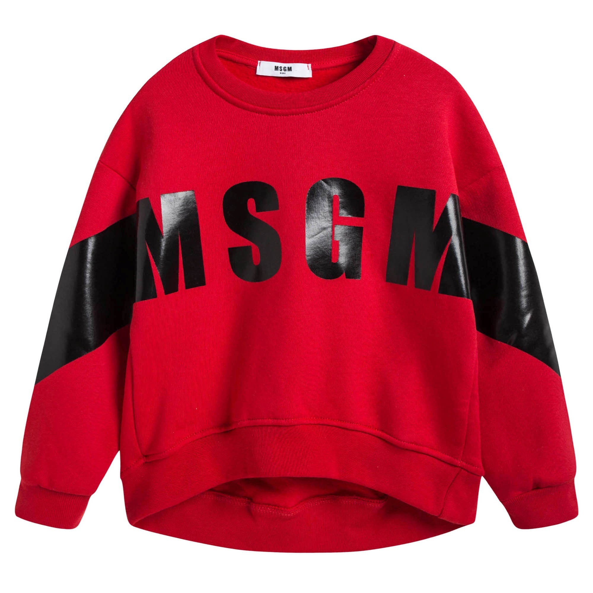 Girls Red Cotton Sweatshirt With Black Logo