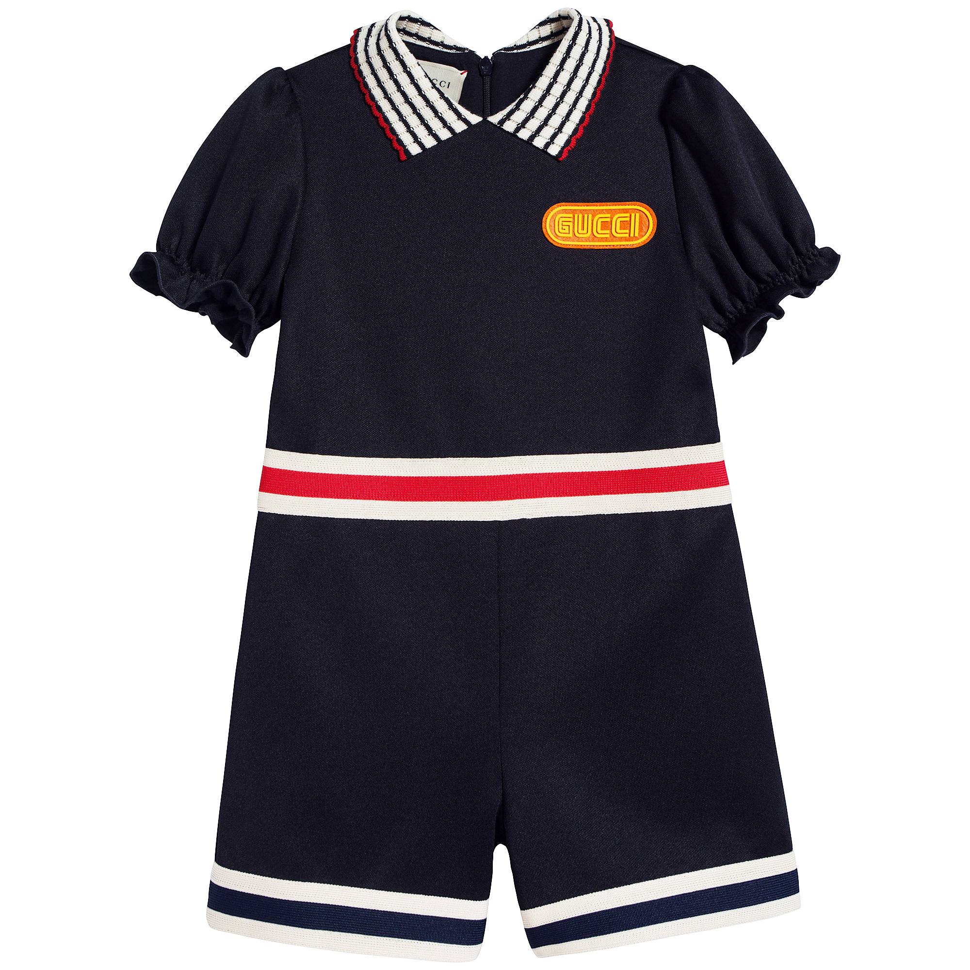 Girls Navy Cotton Rompers