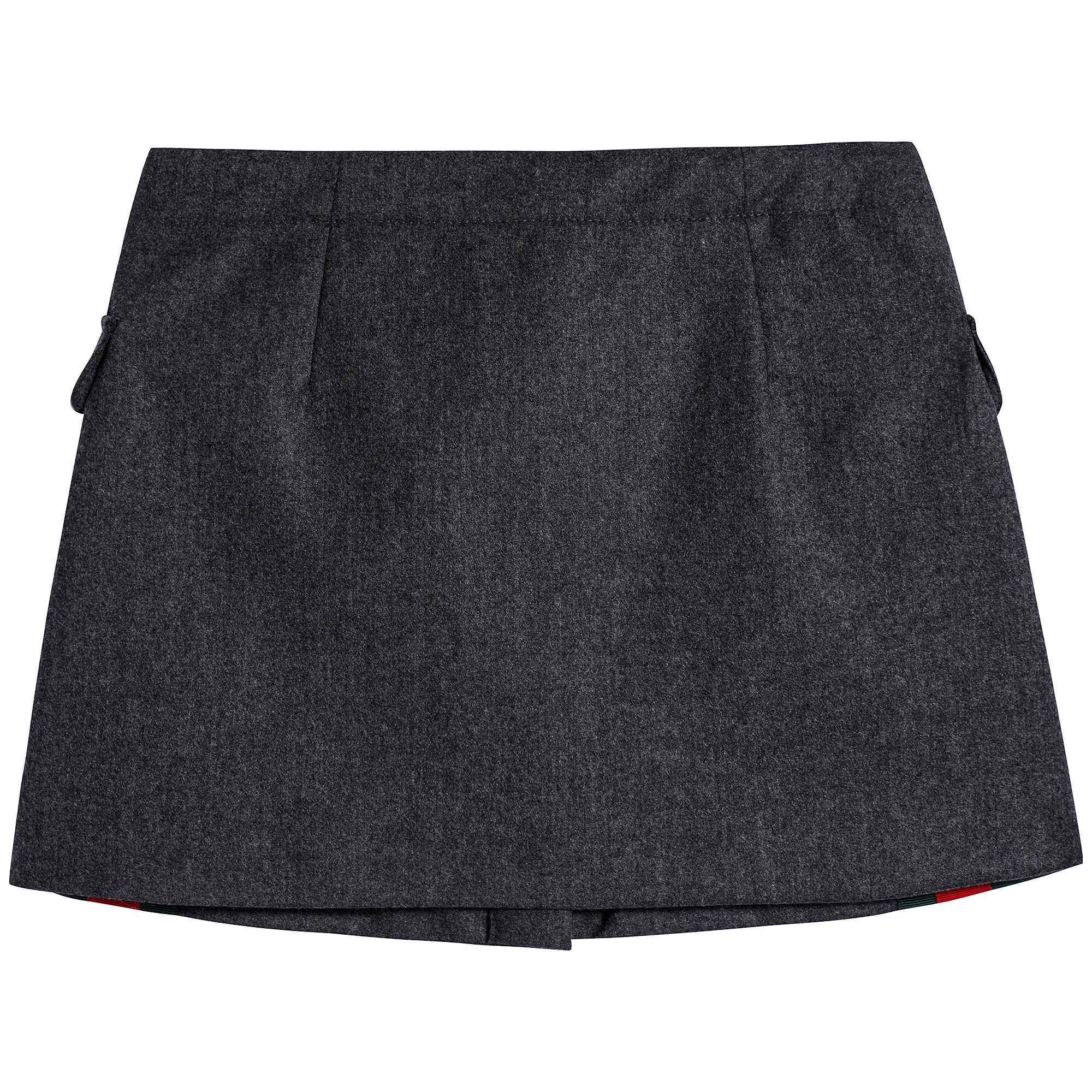 Girls Medium Grey Wool Skirt