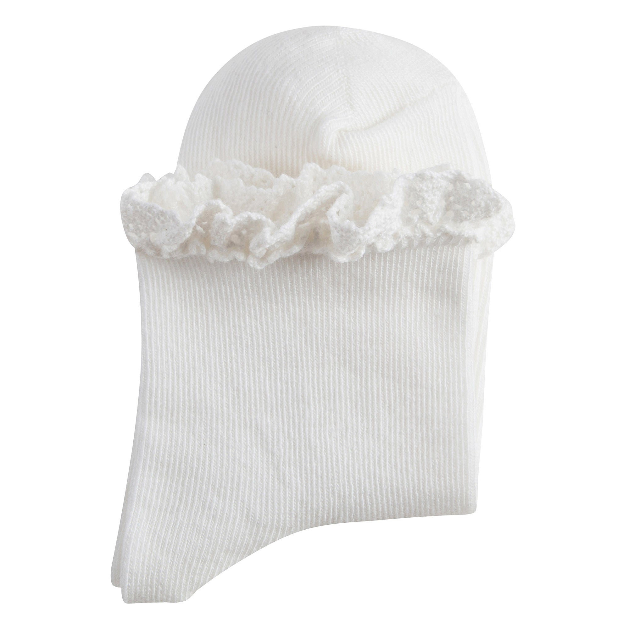 Girls White Cotton Lace Socks