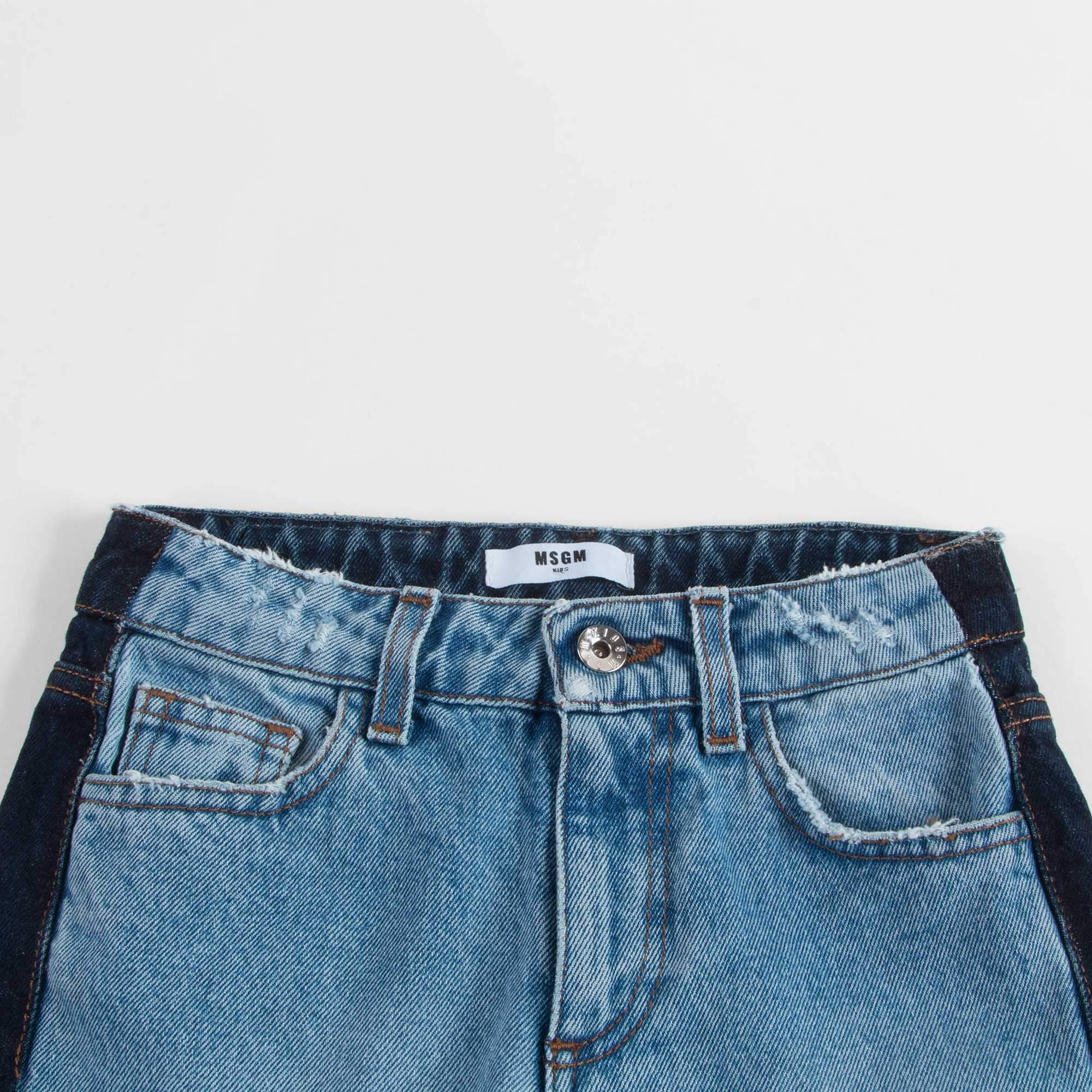Girls Denim Blue Cotton Trousers