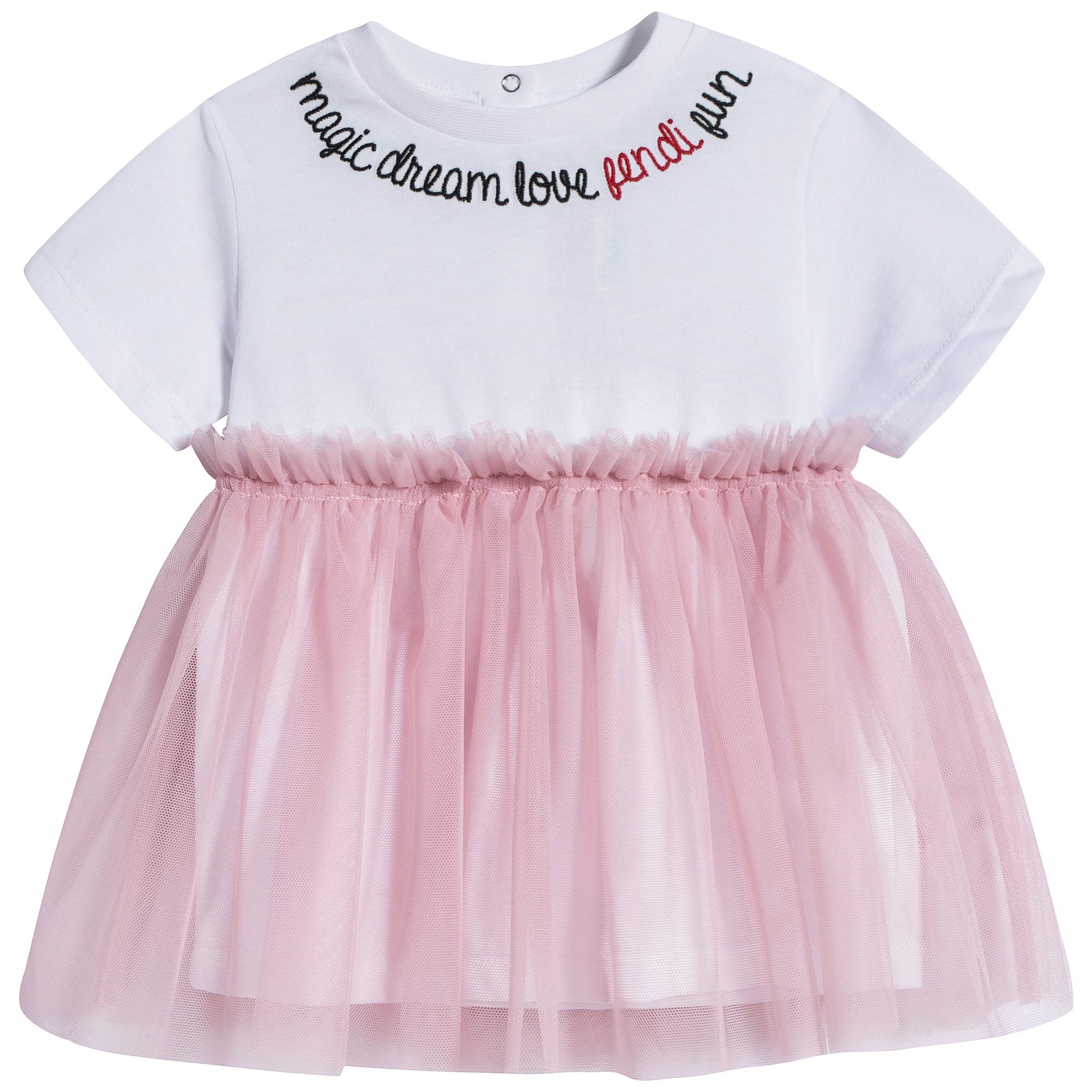 Baby Girls White & Rose Cotton Dress