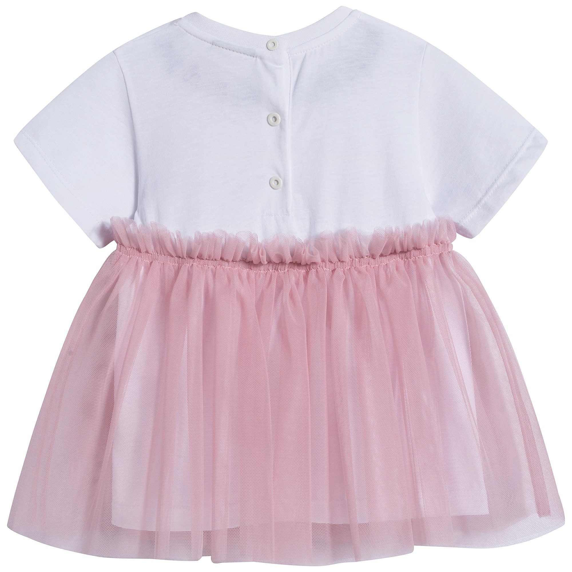 Baby Girls White & Rose Cotton Dress