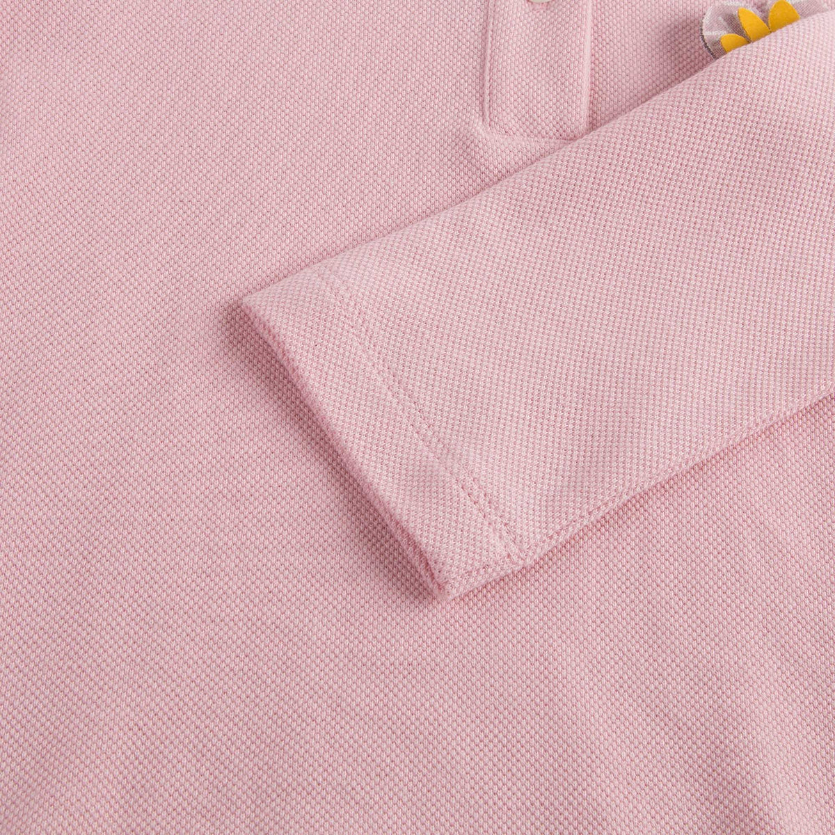 Girls Pink Cotton Polo Shirt With Patch Flower Trims - CÉMAROSE | Children's Fashion Store - 5