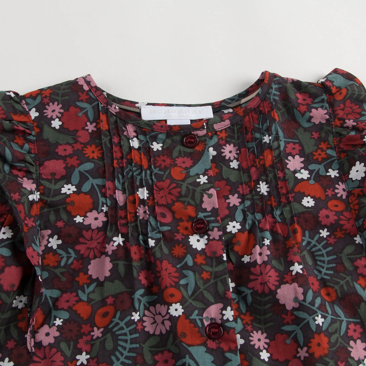 Girls Antique Red Floral Printed Trims Blouse - CÉMAROSE | Children's Fashion Store - 3