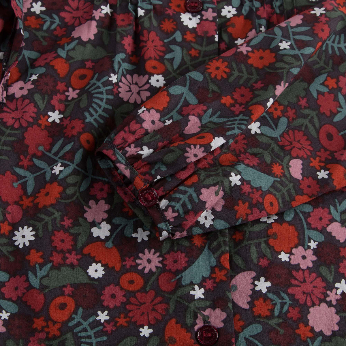 Girls Antique Red Floral Printed Trims Blouse - CÉMAROSE | Children's Fashion Store - 4