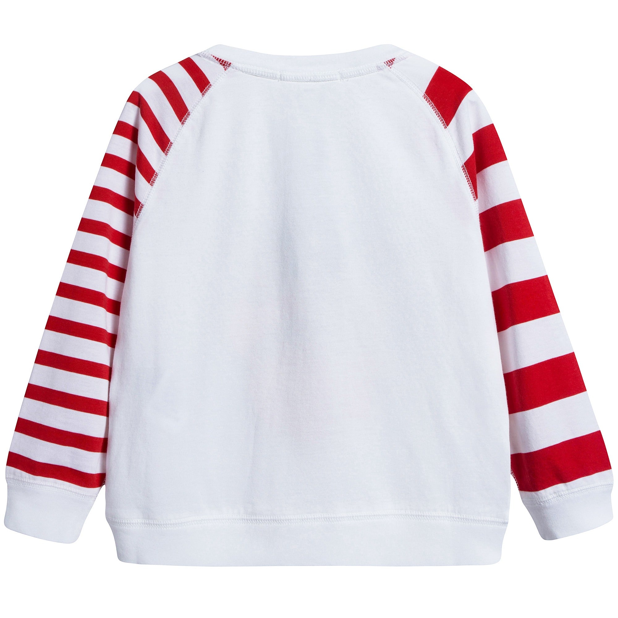 Boys White Cotton Striped Sleeves T-shirt