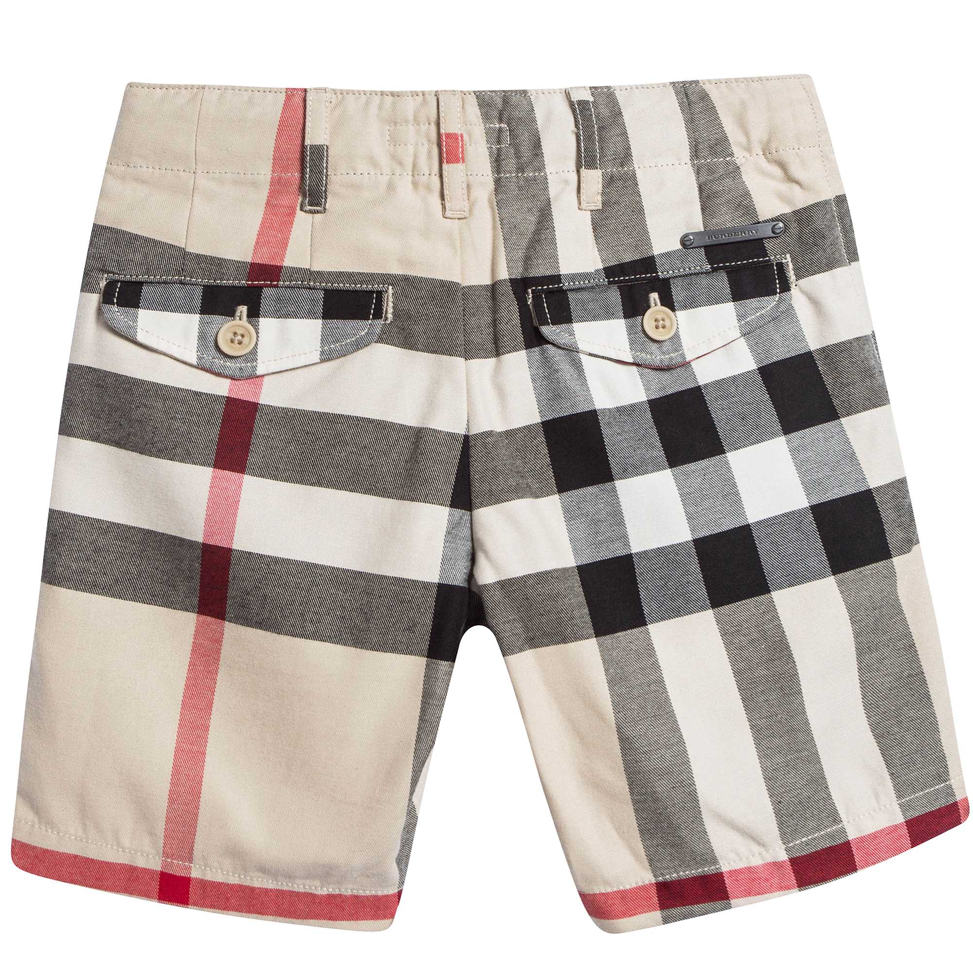 Boys Beige Checked Cotton Shorts