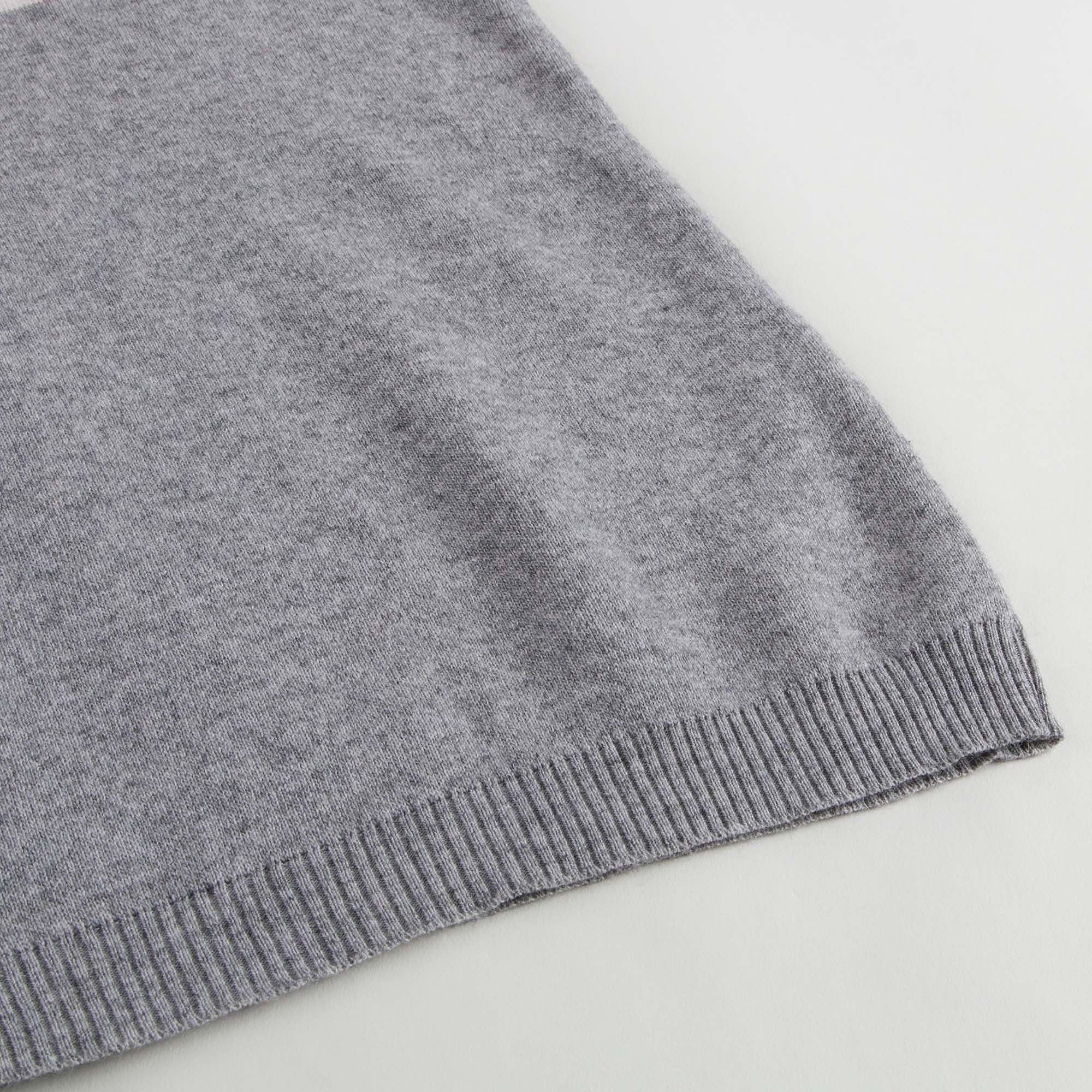 Girls Light Grey Knitted Dress With Multicolor Pattern Trims - CÉMAROSE | Children's Fashion Store - 6