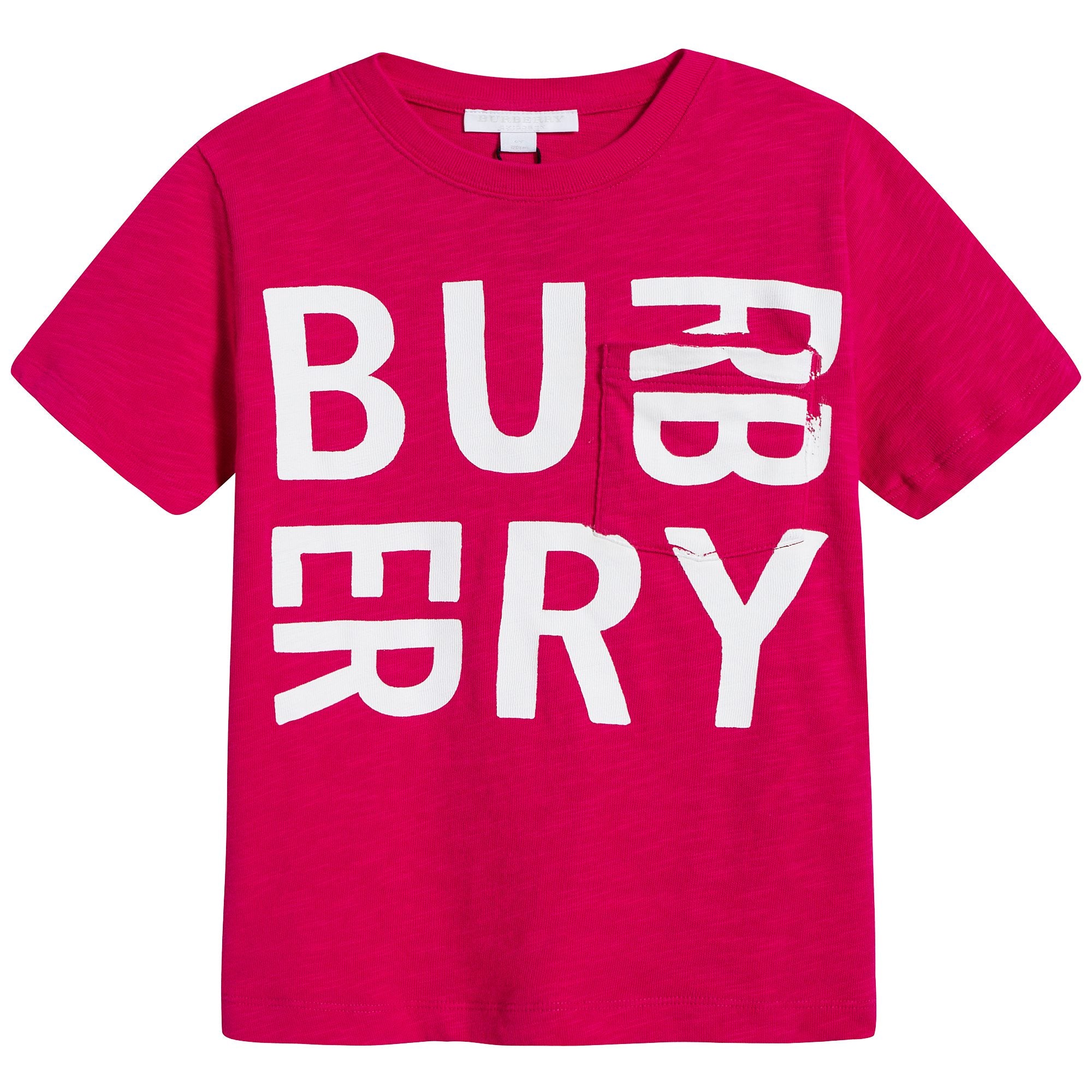 Girls Raspberry Pink Logo Cotton T-shirt