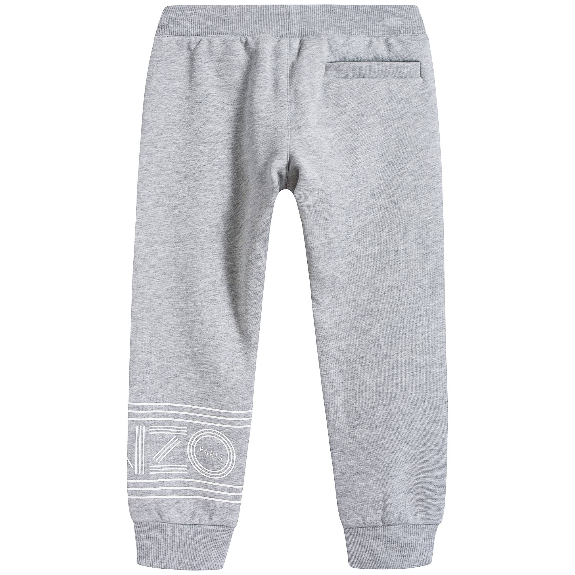 Girls Marl Grey Logo Cotton Trousers