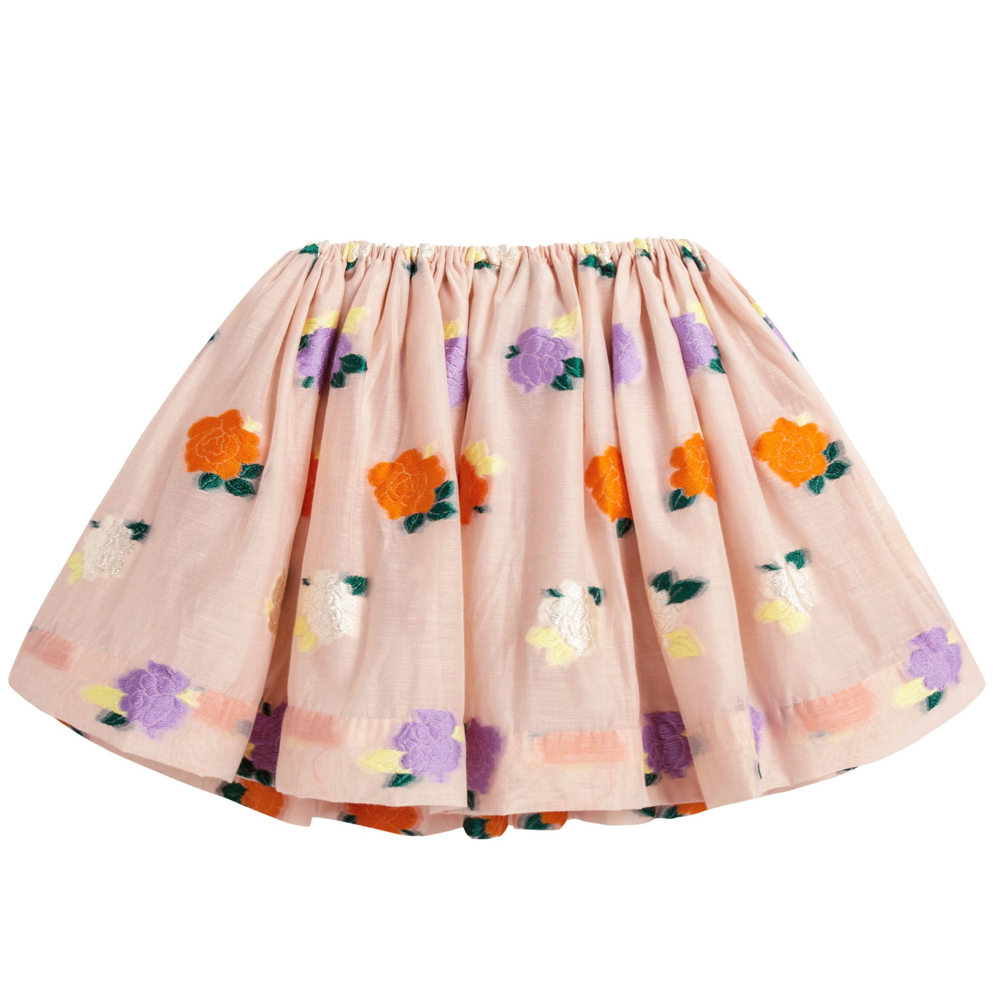 Girls Pale Pink Flowers Skirt