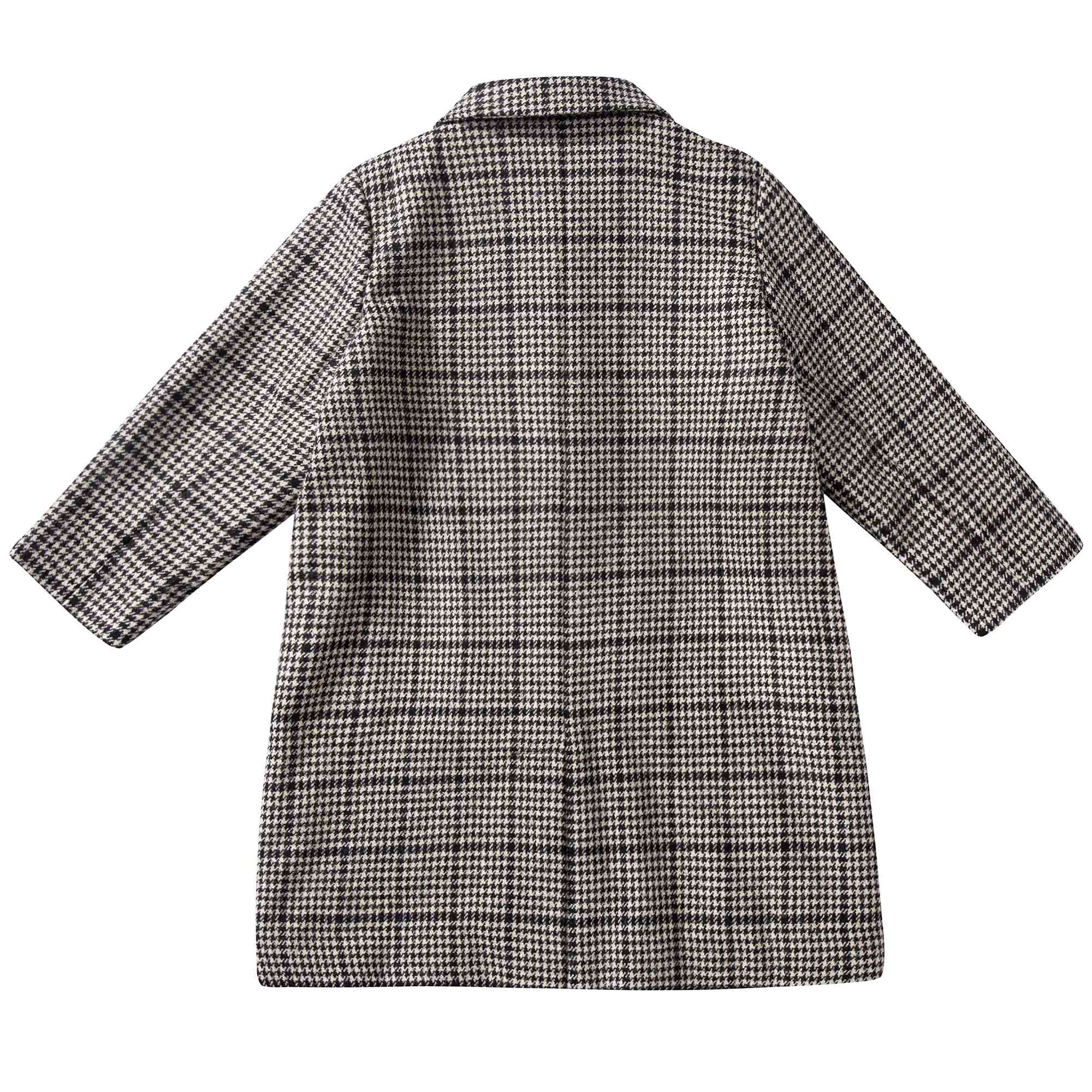 Baby & Girls Black Houndstooth Wool Coat