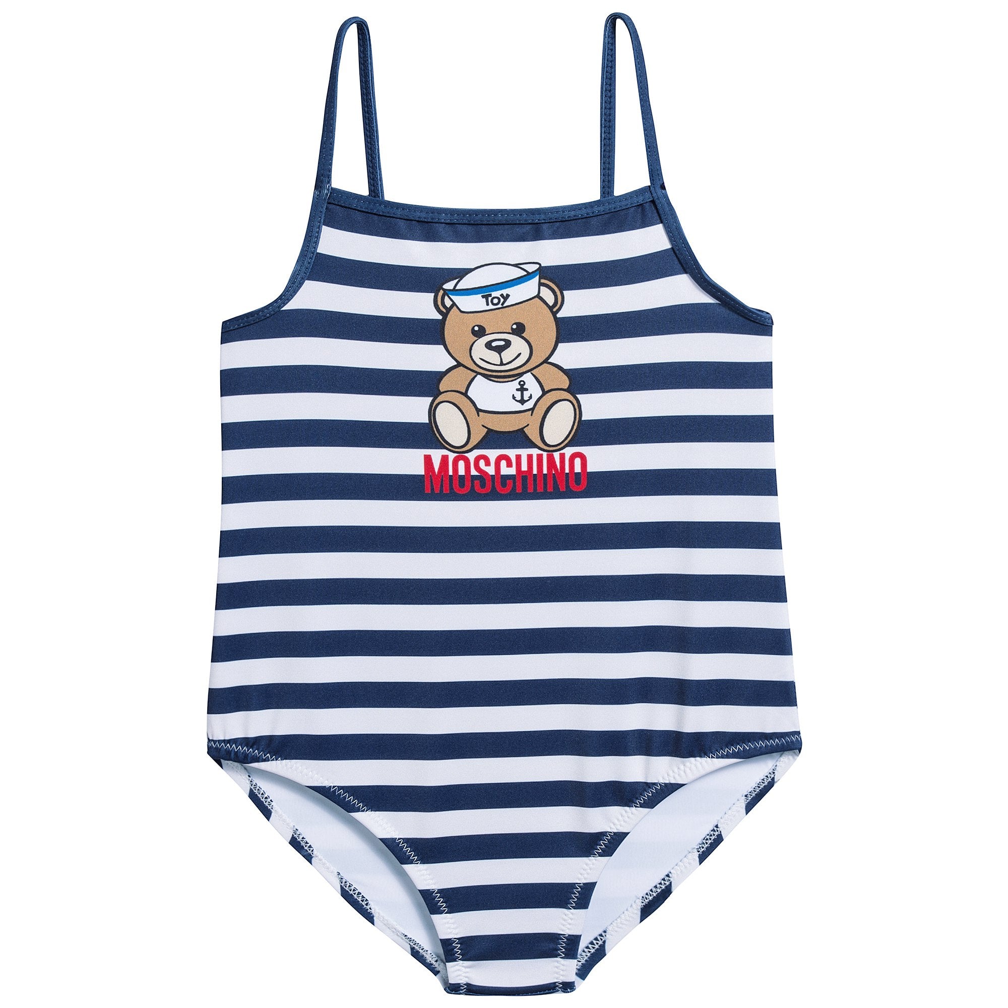 Girls Blue Striped Bathing Suit
