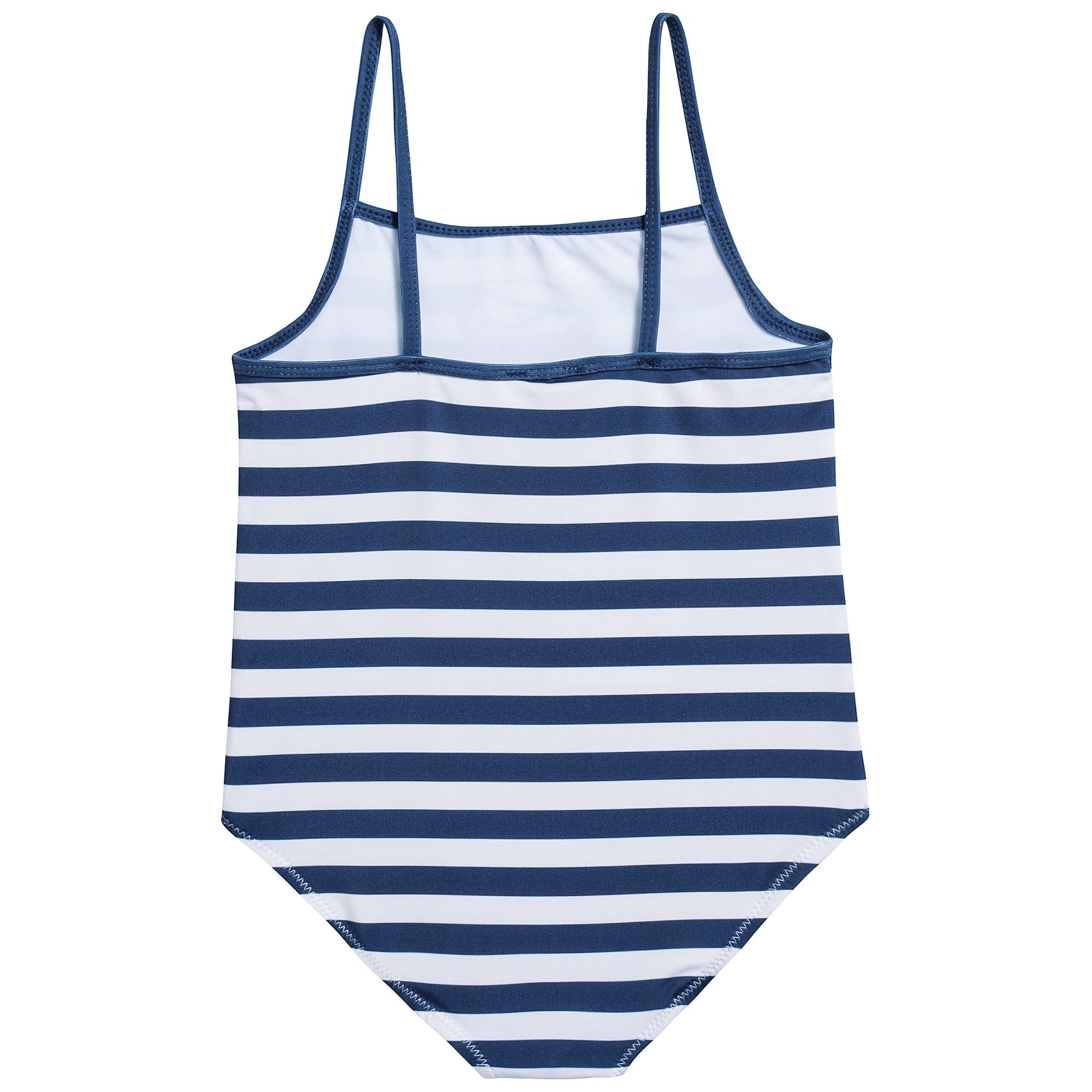 Girls Blue Striped Bathing Suit