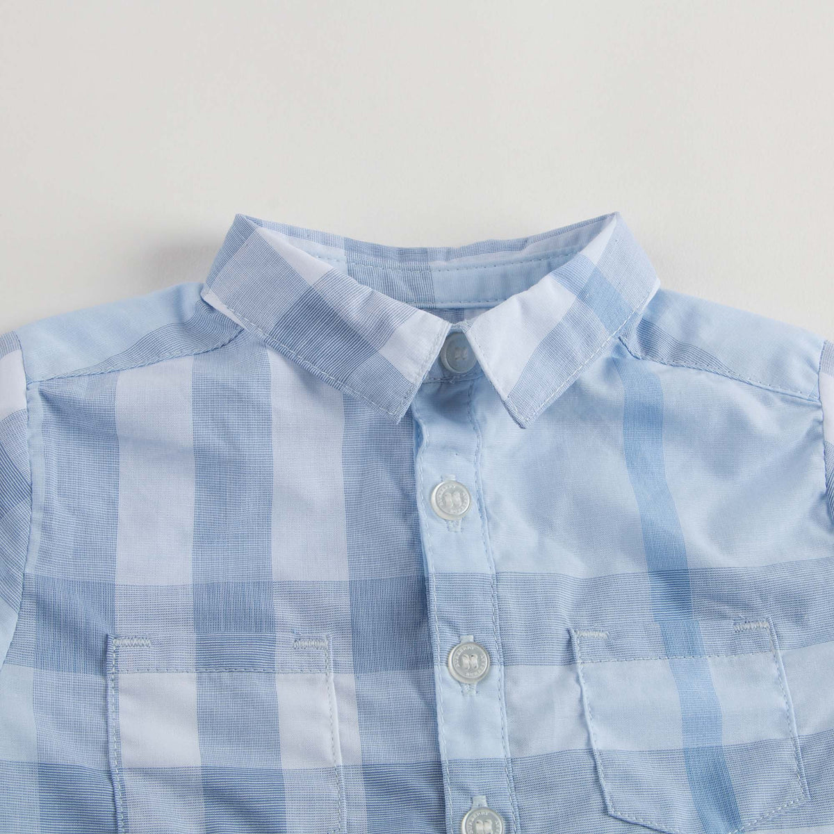 Baby Boys Blue Check Cotton Shortie - CÉMAROSE | Children's Fashion Store - 3