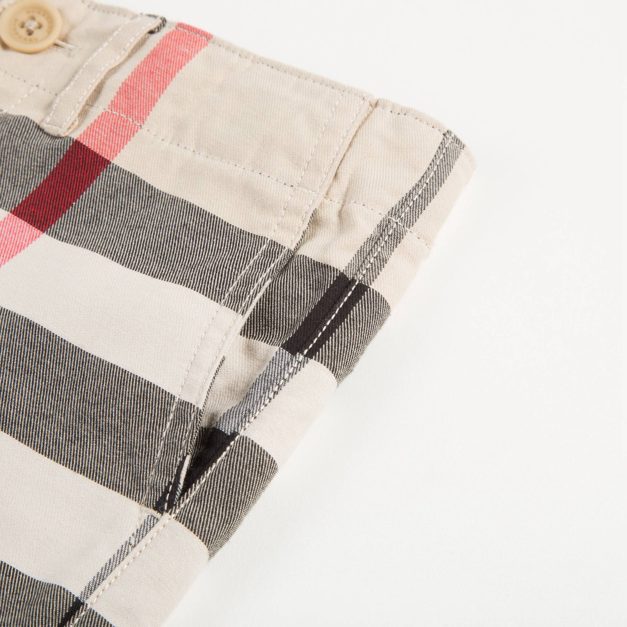 Boys Beige Checked Cotton Shorts