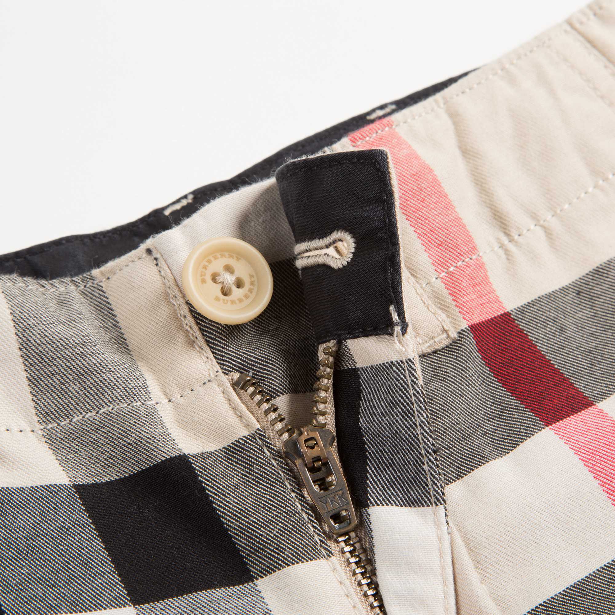 Boys Beige Checked Cotton Shorts