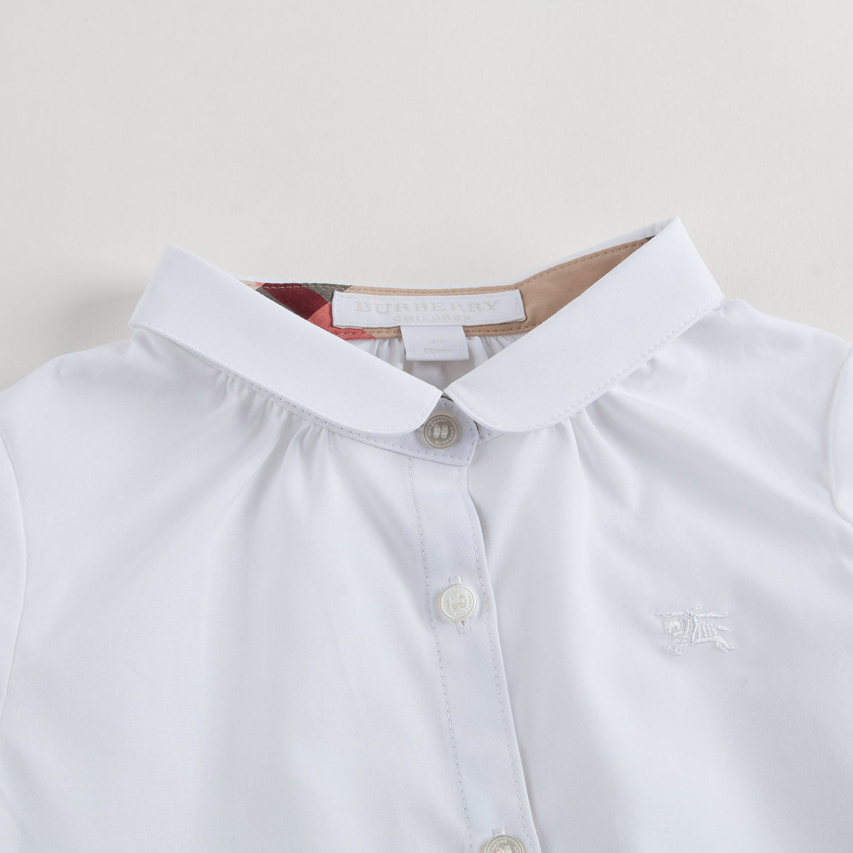 Baby Girls White Blouse with Check Cuffs - CÉMAROSE | Children's Fashion Store - 3