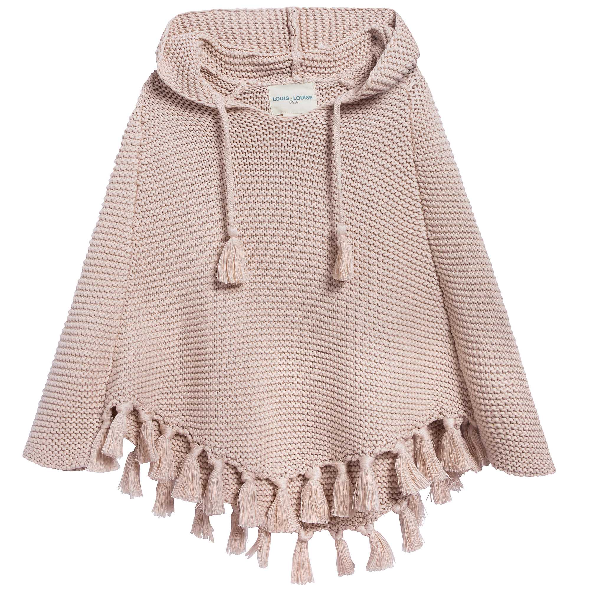 Girls Pink "Knitted Cotton" Knitted Cape